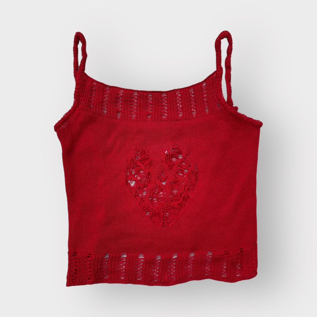 John Galliano Vintage SS00 Knit Distressed Heart Stretch Blouse Size S / US 4 / IT 40 - 1 Thumbnail