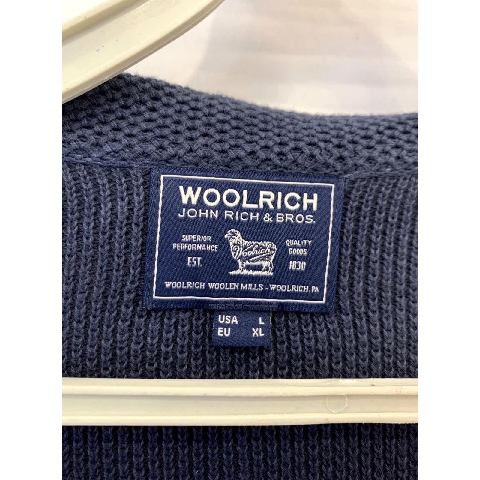 Vintage Woolrich John Rich & Bros Knit Blazer Cardigan Jacket Navy Blue XL Men Jacket Size US XL / EU 56 / 4 - 3 Thumbnail