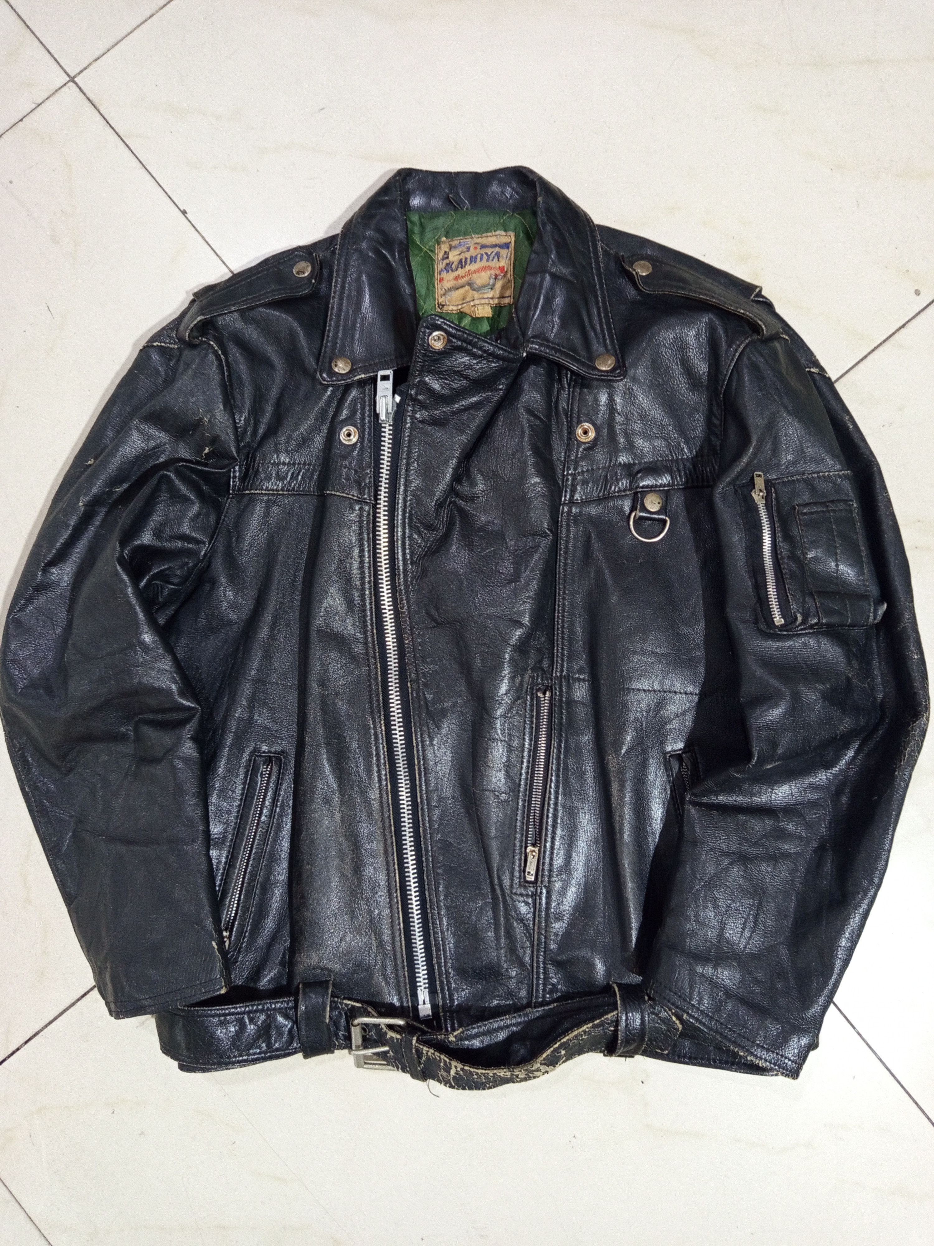 Japanese Brand Kadoya Leather Jacket 80s Size US XL / EU 56 / 4 - 2 Thumbnail