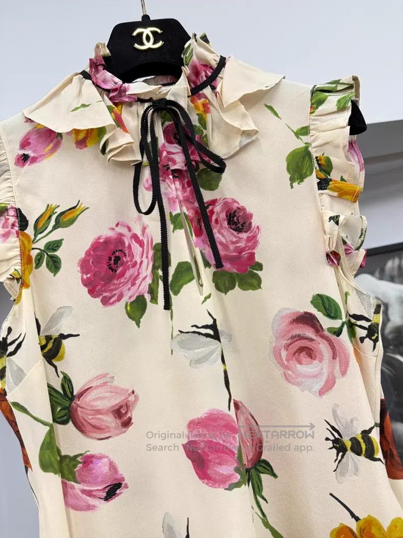 Gucci Gucci Bee flower silk print sleeveless Size XS / US 0-2 / IT 36-38 - 2 Thumbnail