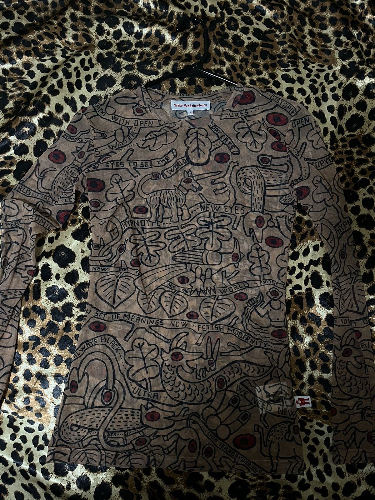 image of W Lt Walter Van Beirendonck x Walter Van Beirendonck “Eyes” Mesh Top in Tan, Men's (Size Small)