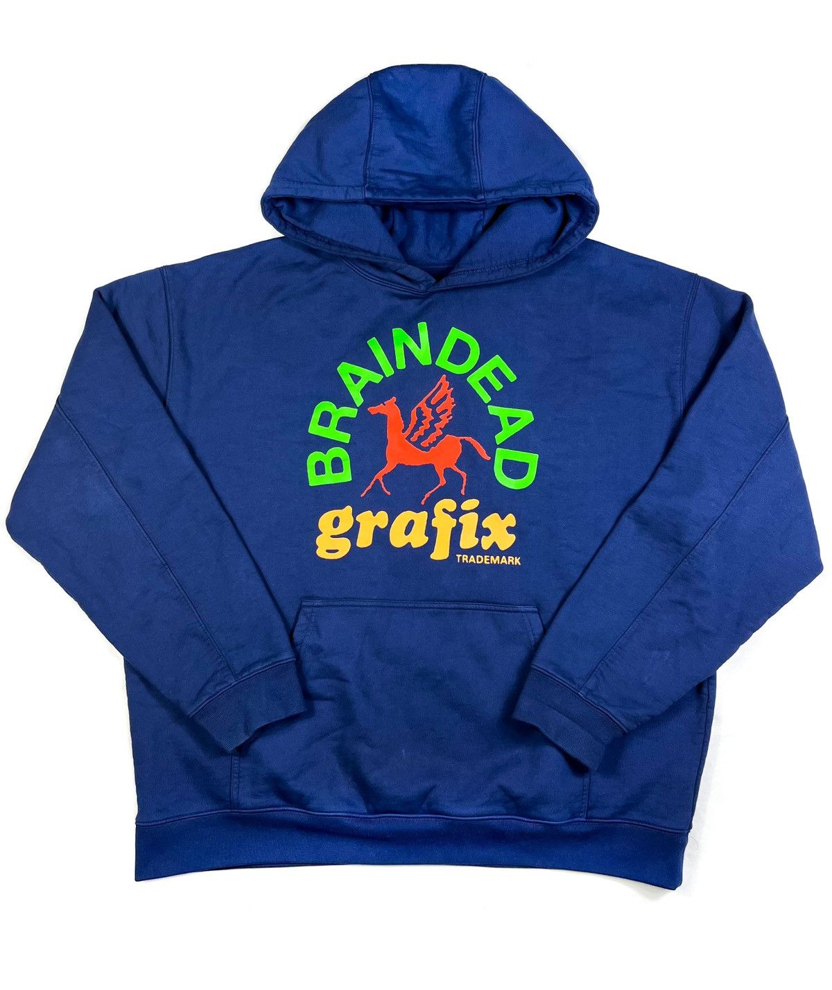 image of Brain Dead Grafix Hoodie in Navy, Men's (Size XL)