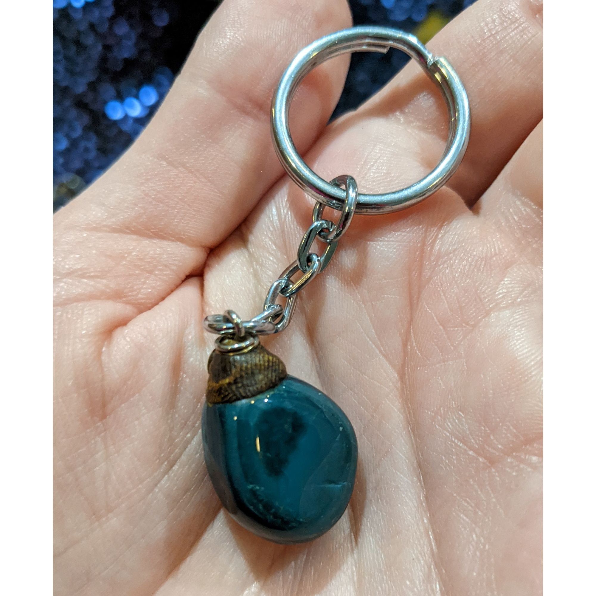 Other Blue/Green Dyed Genuine Agate Nature Inspired Keychain Size ONE SIZE - 2 Thumbnail