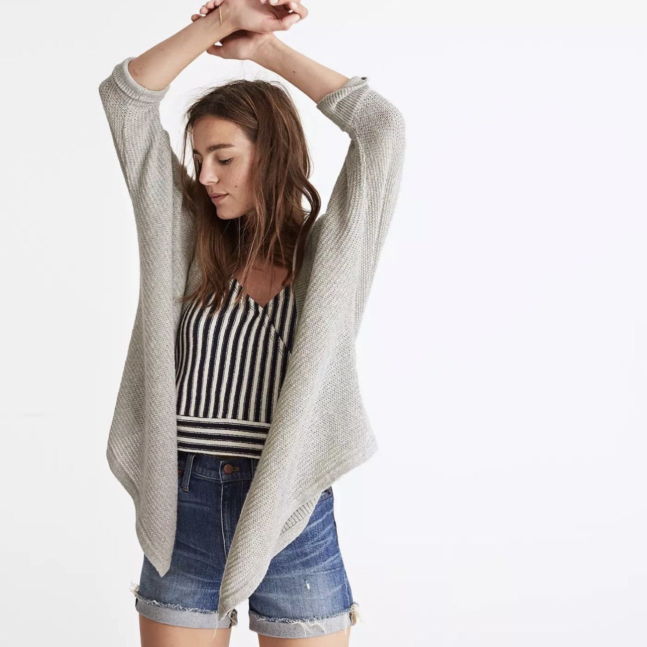 Madewell MADEWELL Grey Drapey Ribbed Knit Seabank Cardigan Sweater Size M / US 6-8 / IT 42-44 - 1 Thumbnail