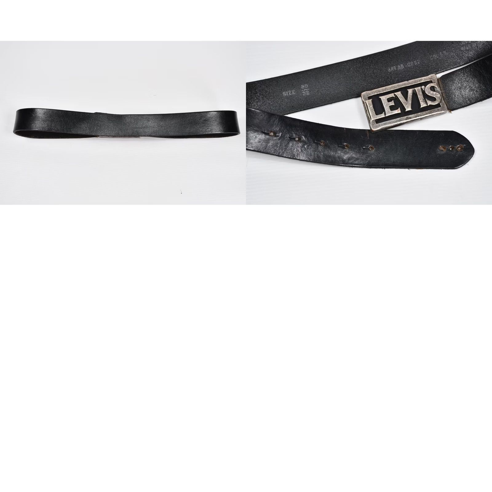 Levi's Levi's Belt Leather 32 / 80 Silver Tone Distressed Vtg Buckle Letters Mens Belt, 100% Leather, Very Good Condition Size 32 - 8 Thumbnail
