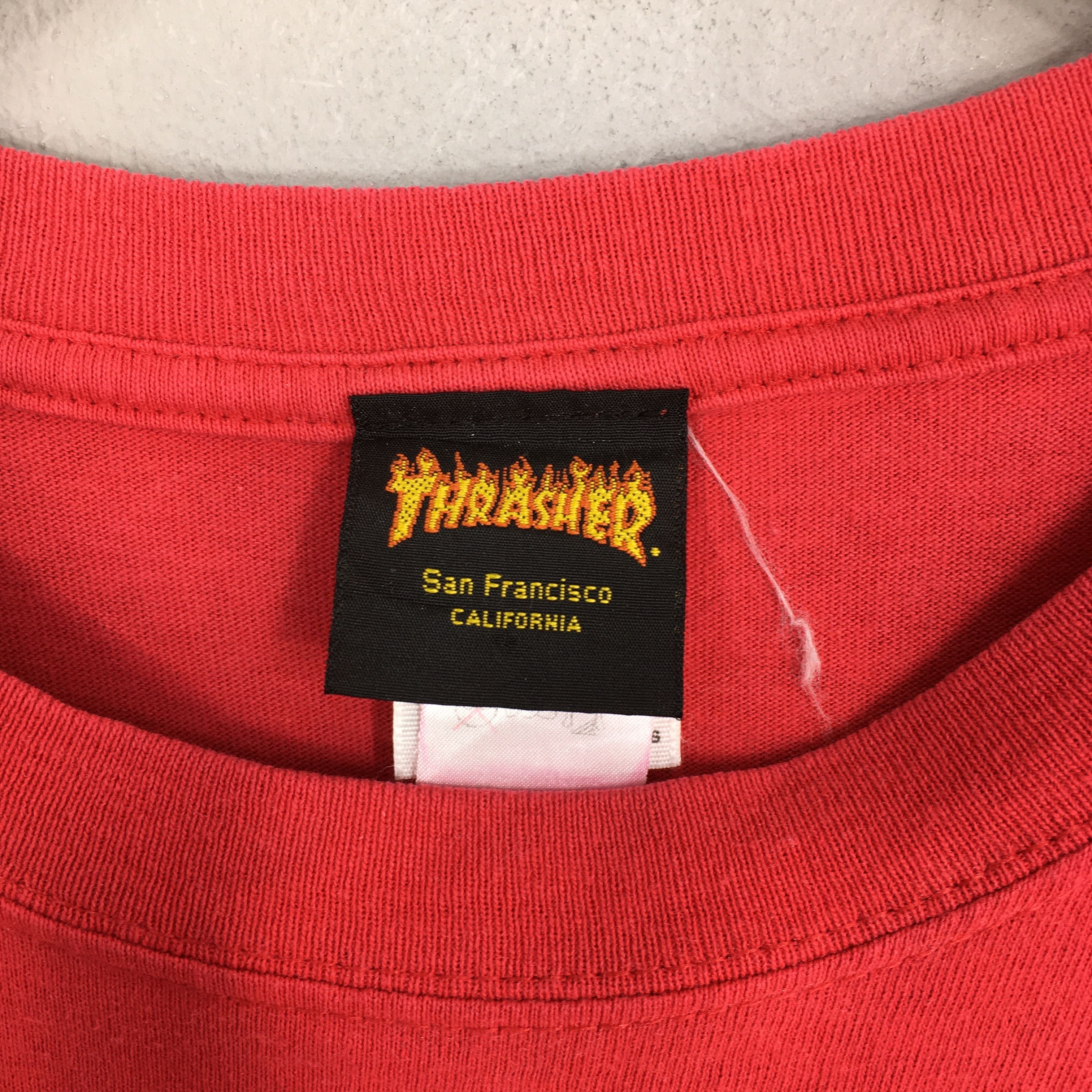 Thrasher × Vintage Vintage 90's Thrasher Magazine Fire Flame Red T shirt Large Size US L / EU 52-54 / 3 - 3 Thumbnail