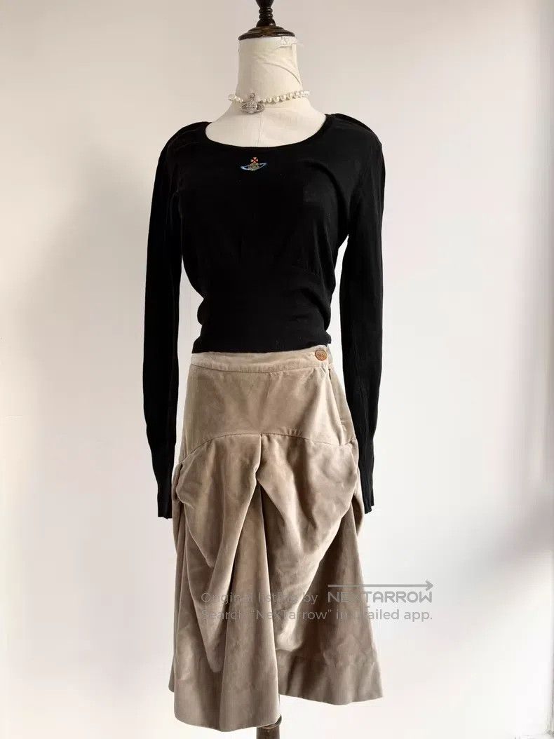 Vivienne Westwood Vivienne Westwood Beige Brown Irregular Cut Velvet Skirt Size 26" / US 2 / IT 38 - 1 Thumbnail