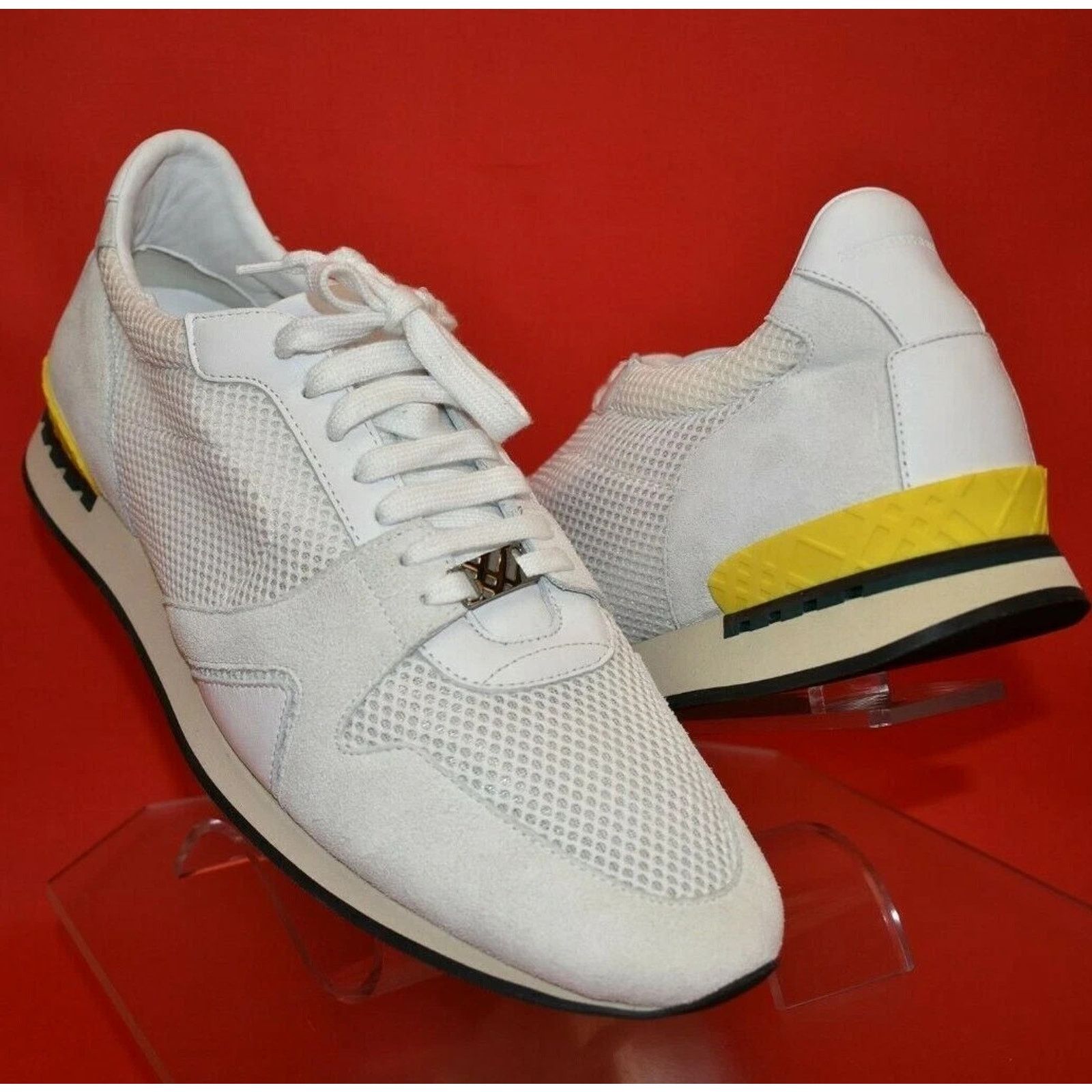Burberry BURBERRY THE FIELD WHITE MESH SUEDE LOGO SNEAKERS 44.5 ITAL Size US 11.5 / EU 44-45 - 2 Thumbnail