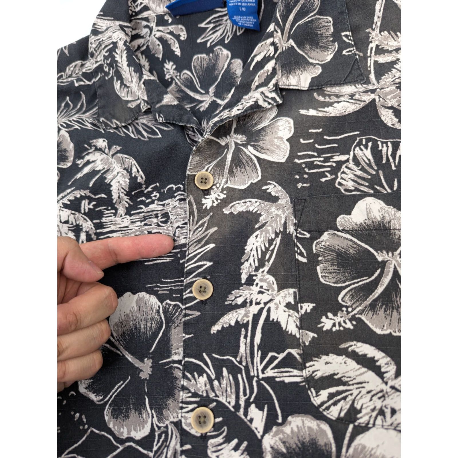 Ocean Pacific OP Ocean Pacific Hawaiian Shirt Men's L Black Floral Cotton Short Sleeve Size US L / EU 52-54 / 3 - 2 Thumbnail