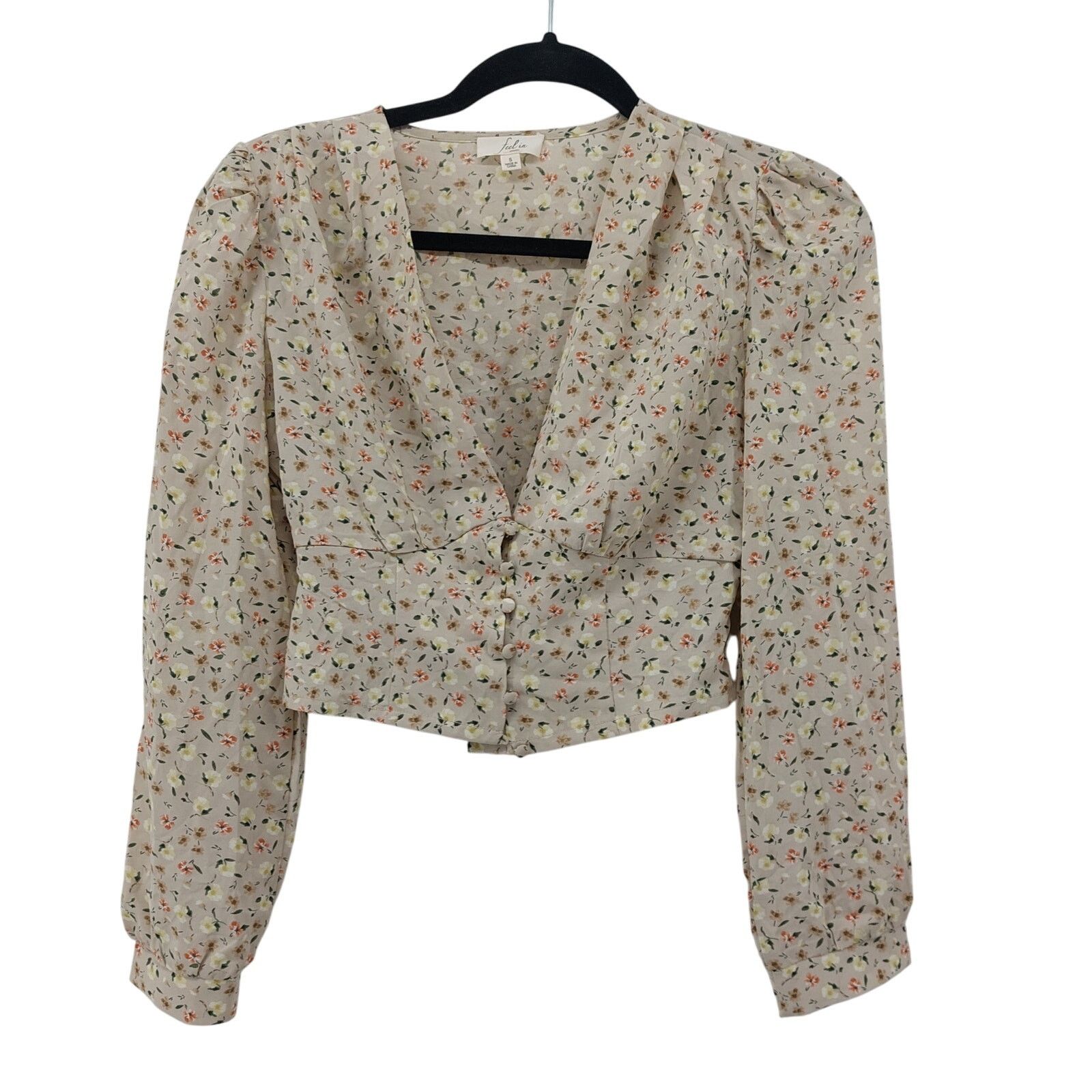 Other Feel In Womens Coquette Floral Sz S Blouse Smocked Waist Top Size S / US 4 / IT 40 - 1 Thumbnail