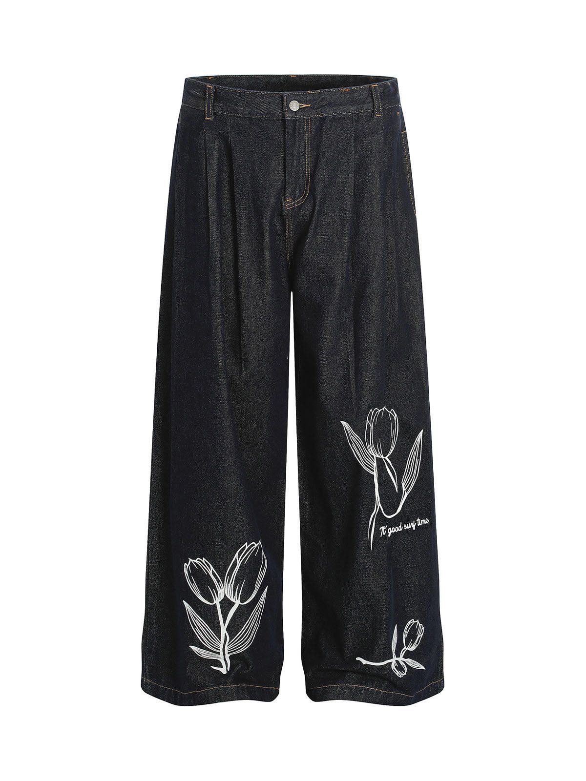 Japanese Brand Vintage Graffiti Floral Print Raw Denim Jeans Size US 32 / EU 48 - 1 Thumbnail