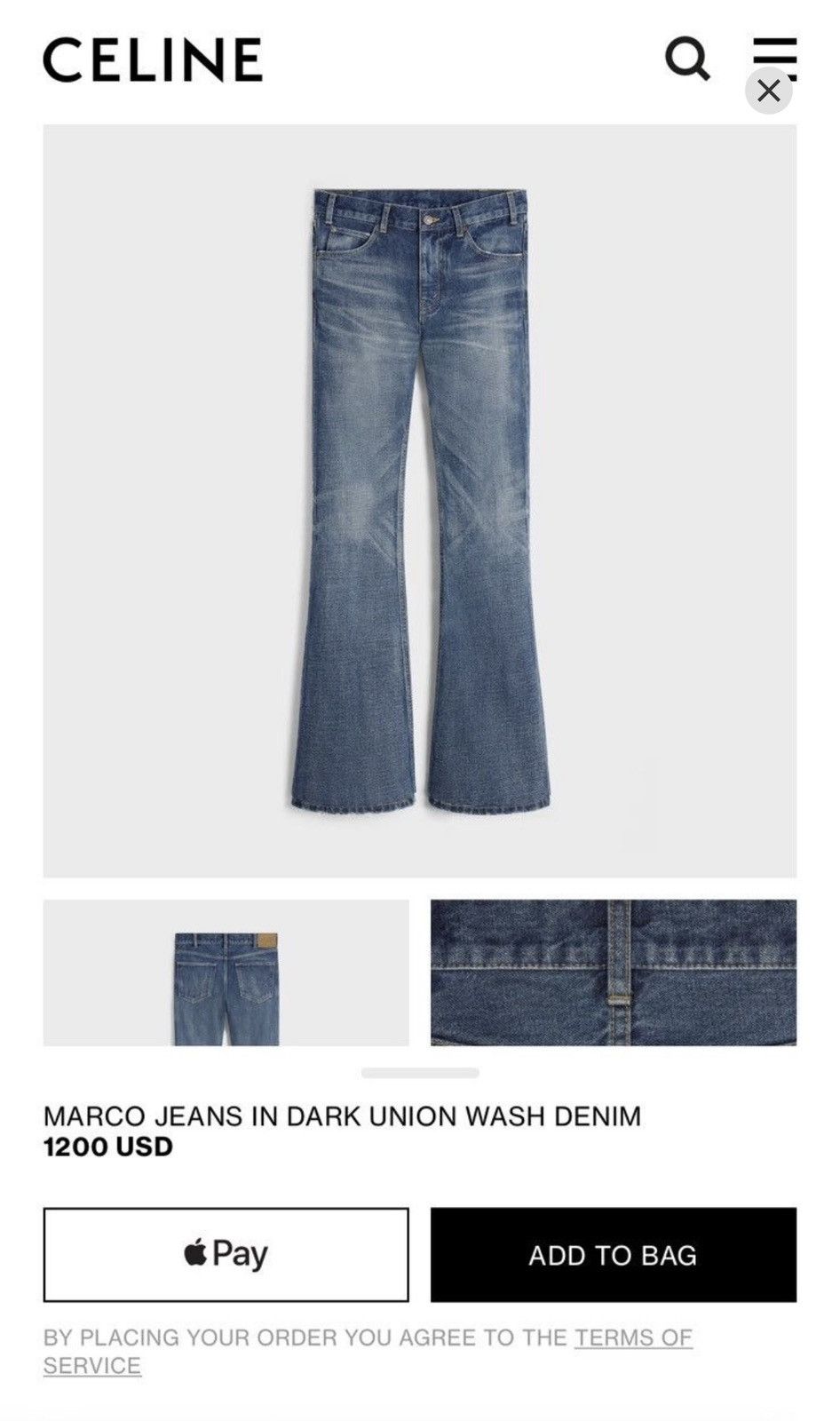 Celine SS24 Grail Celine Marco Union wash Kendrick flares jeans Size US 27 - 2 Thumbnail