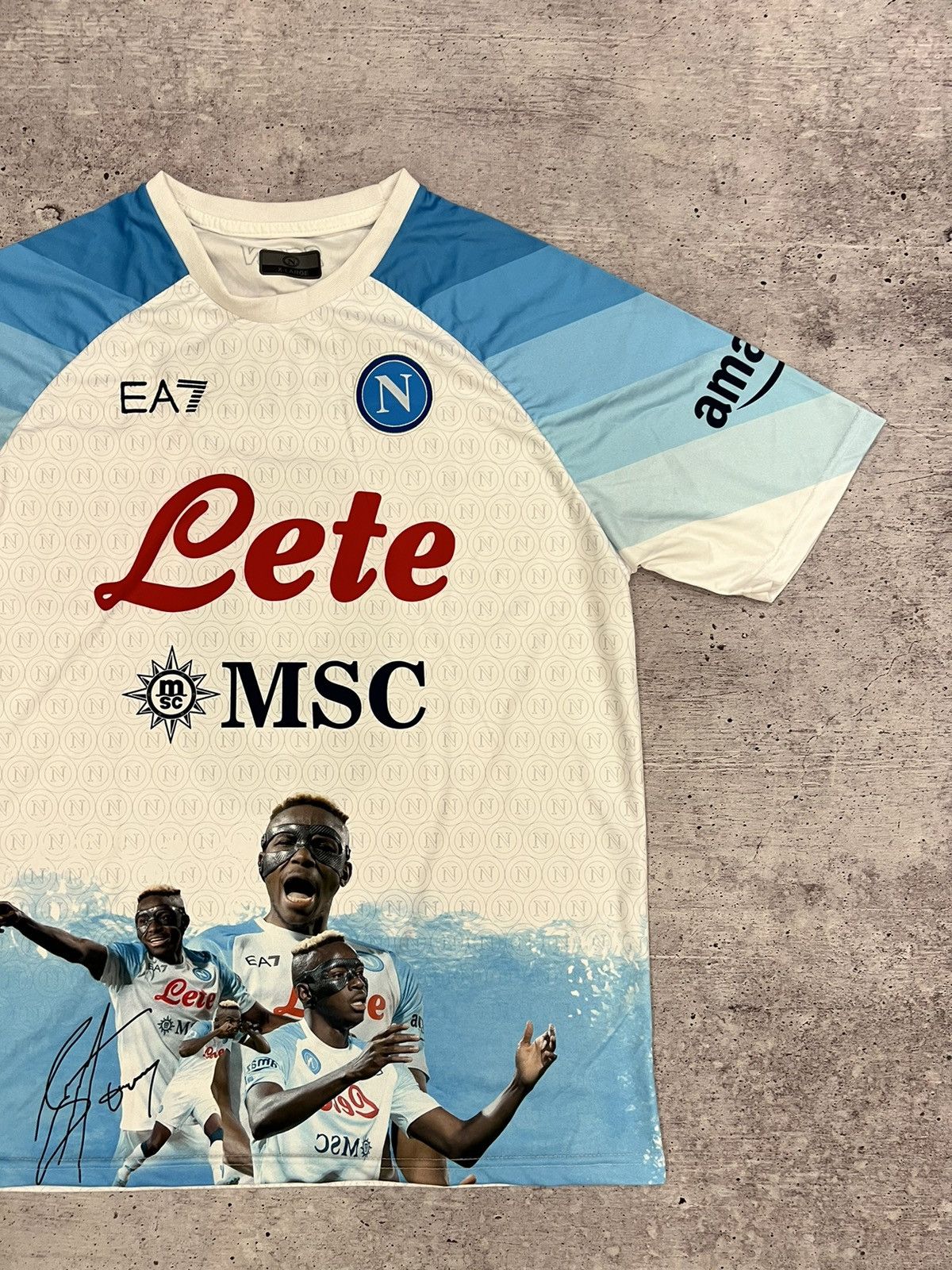 Vintage 🩸RARE🩸Napoli EA7 2022/2023 Osimhen Face Game Jersey Size US XL / EU 56 / 4 - 4 Thumbnail