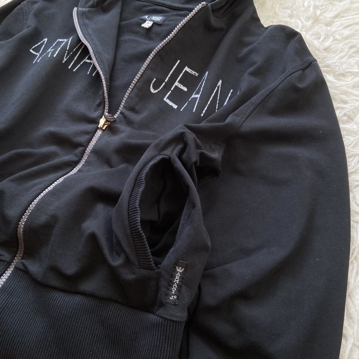 Armani 📌 Crazy Vintage Armani Jeans Crop Y2K Zip-Up Hoodie Size M / US 6-8 / IT 42-44 - 11 Thumbnail