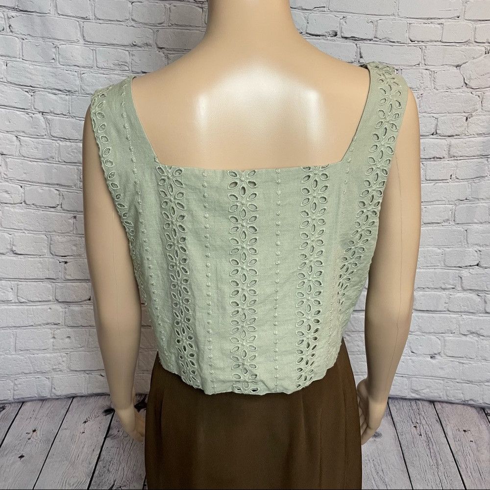 Zara NWT New Zara Olive Sleeveless Embroidered Crop Top Size S Size S / US 4 / IT 40 - 5 Thumbnail