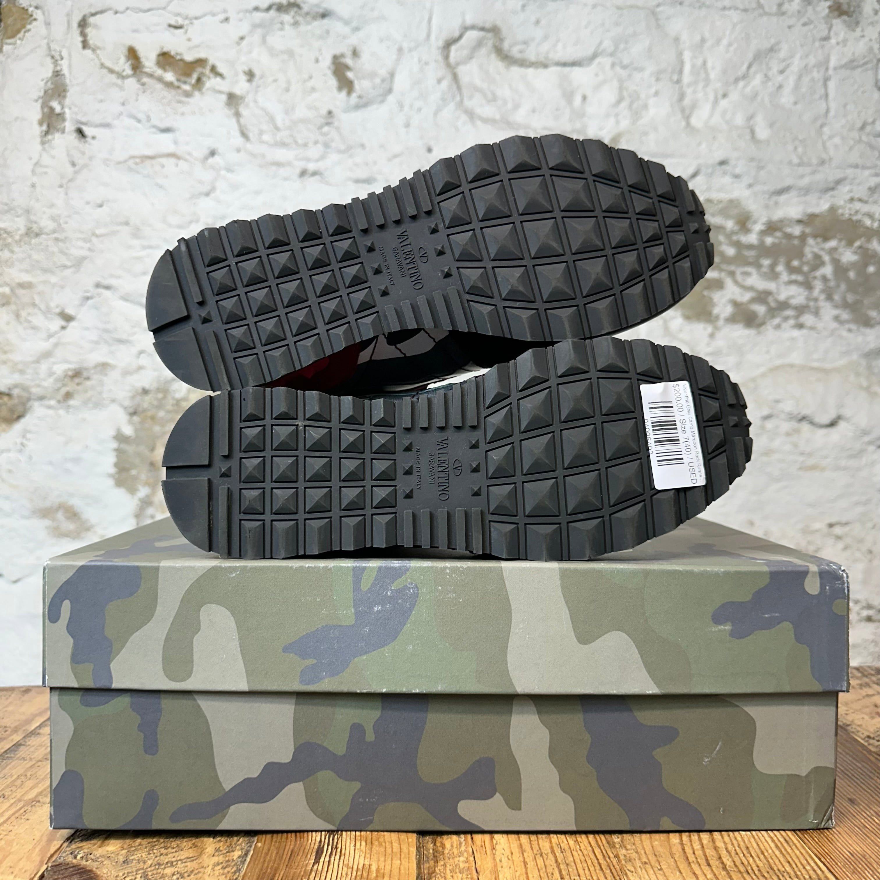 Valentino Valentino Grey Camo Marooon Rock Runner Sneaker Sz 7 (40) Size US 7 / EU 40 - 5 Thumbnail
