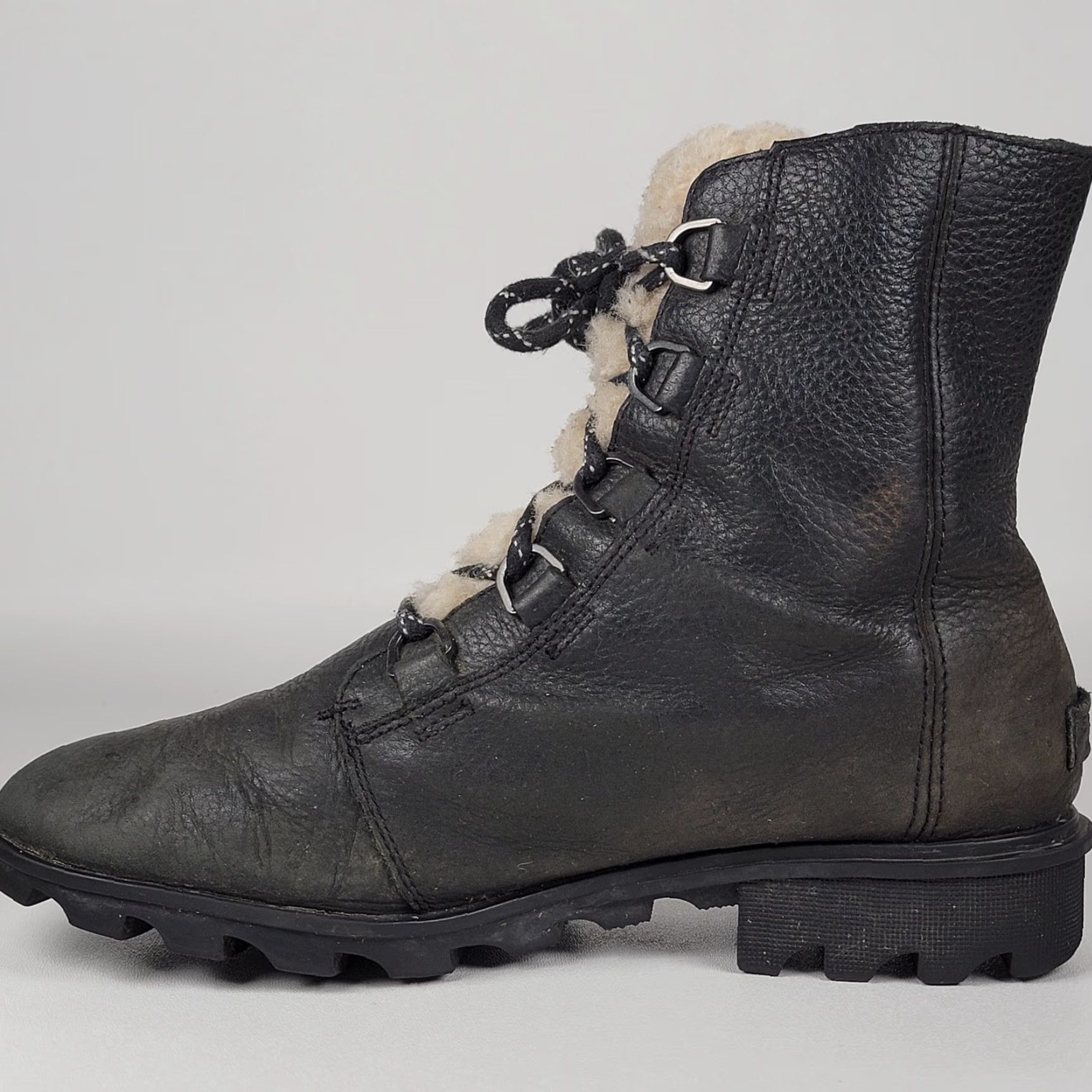 SOREL Sorel Emelie Boots Woman Snow Boot Waterproof Winter Lace Up Black 12 Mid-Calf Sheepskin Lining Rubber Outsole Womens Boots Size 32" / US 10 / IT 46 - 4 Thumbnail