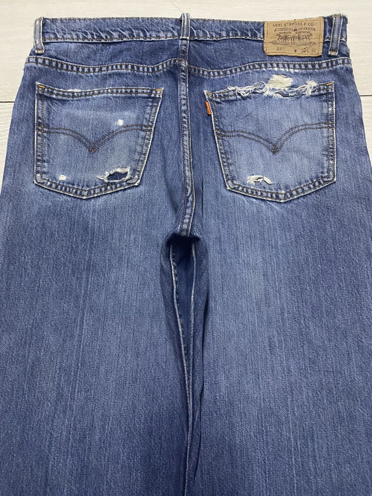 Levi's Vintage Levis 607 Orange Tab Distressed Loose Jeans Size US 34 / EU 50 - 4 Thumbnail