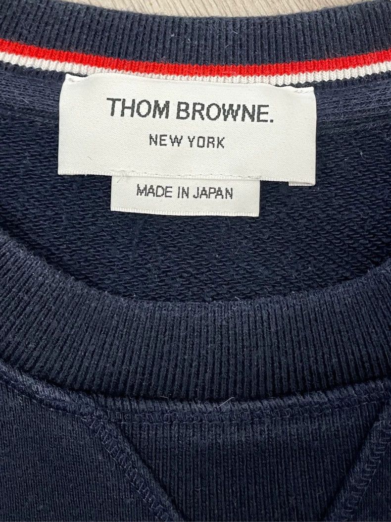 Thom Browne Thom browne Dark blue four-striped round-neck sweatshirt 25 Size US M / EU 48-50 / 2 - 6 Thumbnail