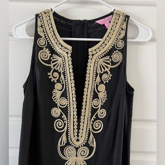 Lilly Pulitzer Lilly Pulitzer Black With Gold Trim Carlotta Stretch Shift N Size XS / US 0-2 / IT 36-38 - 5 Thumbnail