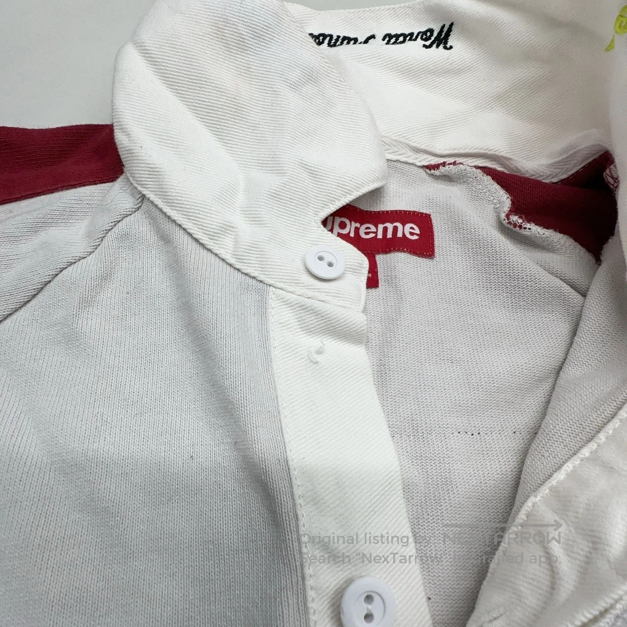 Supreme Supreme Chest Stripe Rugby Polo White Red Sz XL New | Grailed
