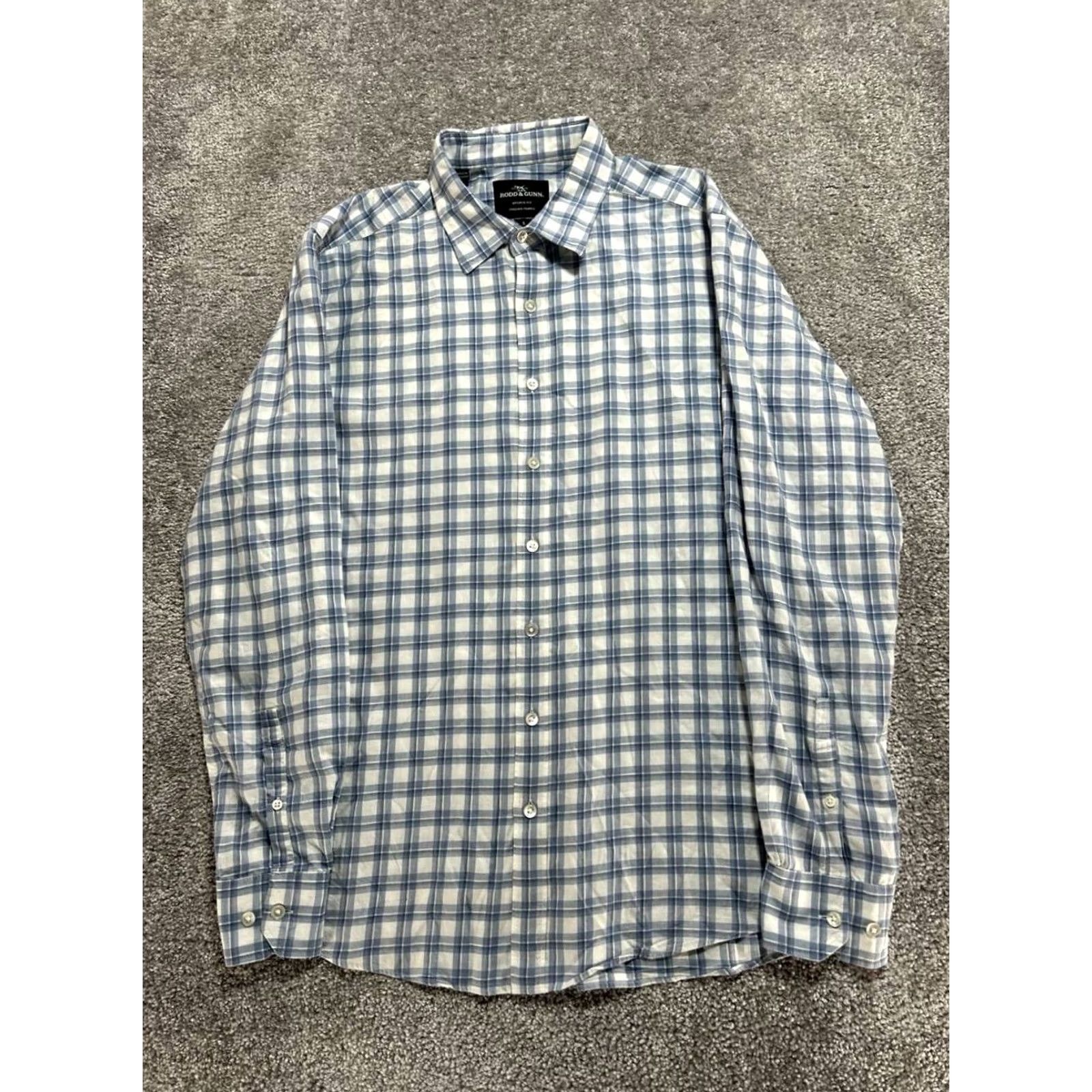 Rodd & Gunn Rodd & Gunn Sports Fit Shirt Mens Large White Plaid Cotton Button Front Size US L / EU 52-54 / 3 - 2 Thumbnail
