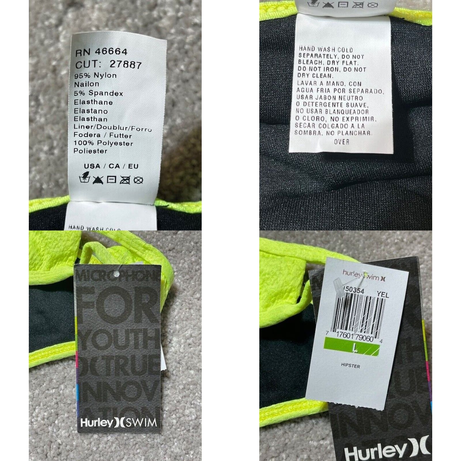 Hurley Hurley Swim Bottom L Neon Rave Spring Break Y2K Hipster Beach Womens Size 36" / US 14 / IT 50 - 8 Thumbnail