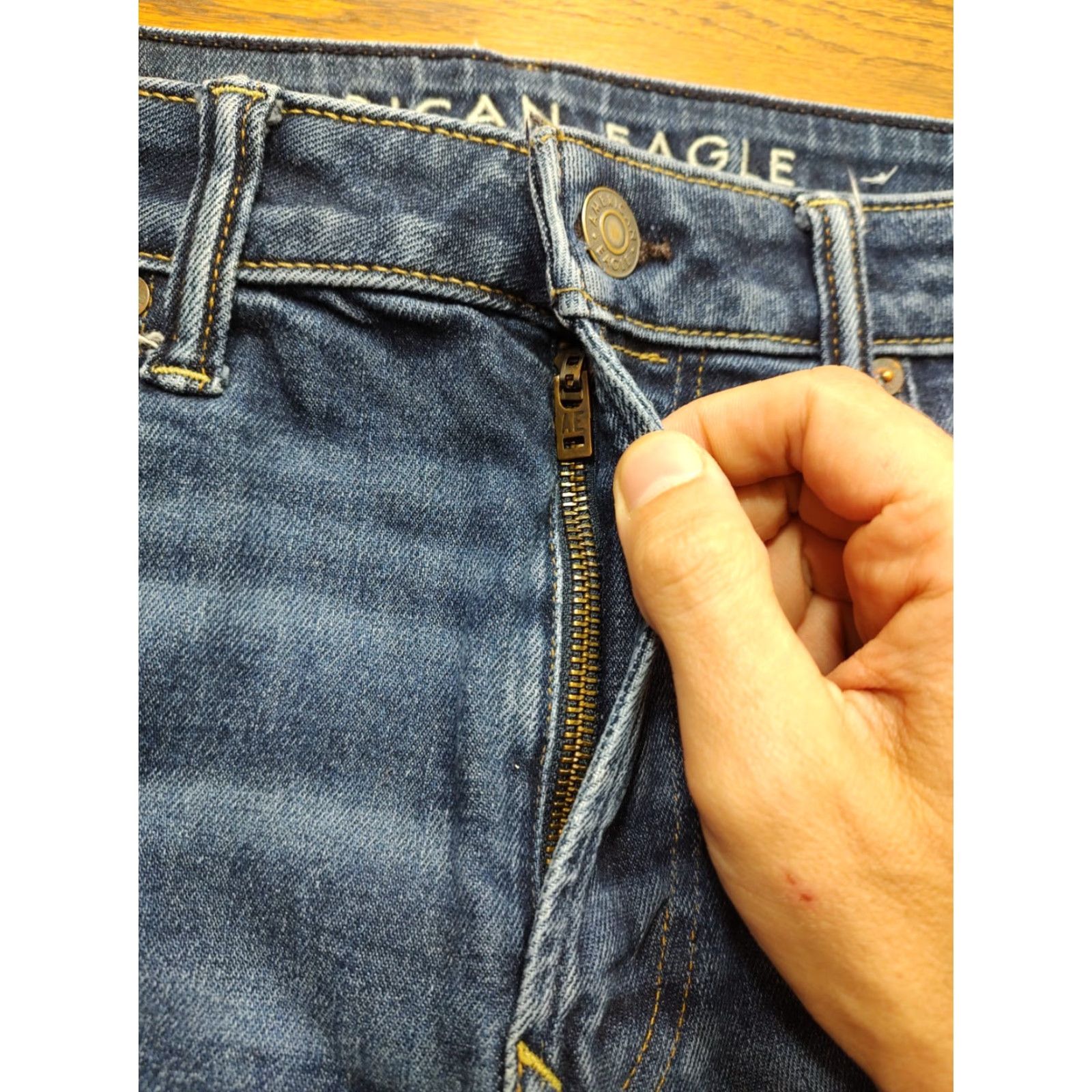 American Eagle Outfitters American Eagle Jeans Mens Relaxed Straight Distressed Denim Blue 33x32 Size US 33 - 5 Thumbnail