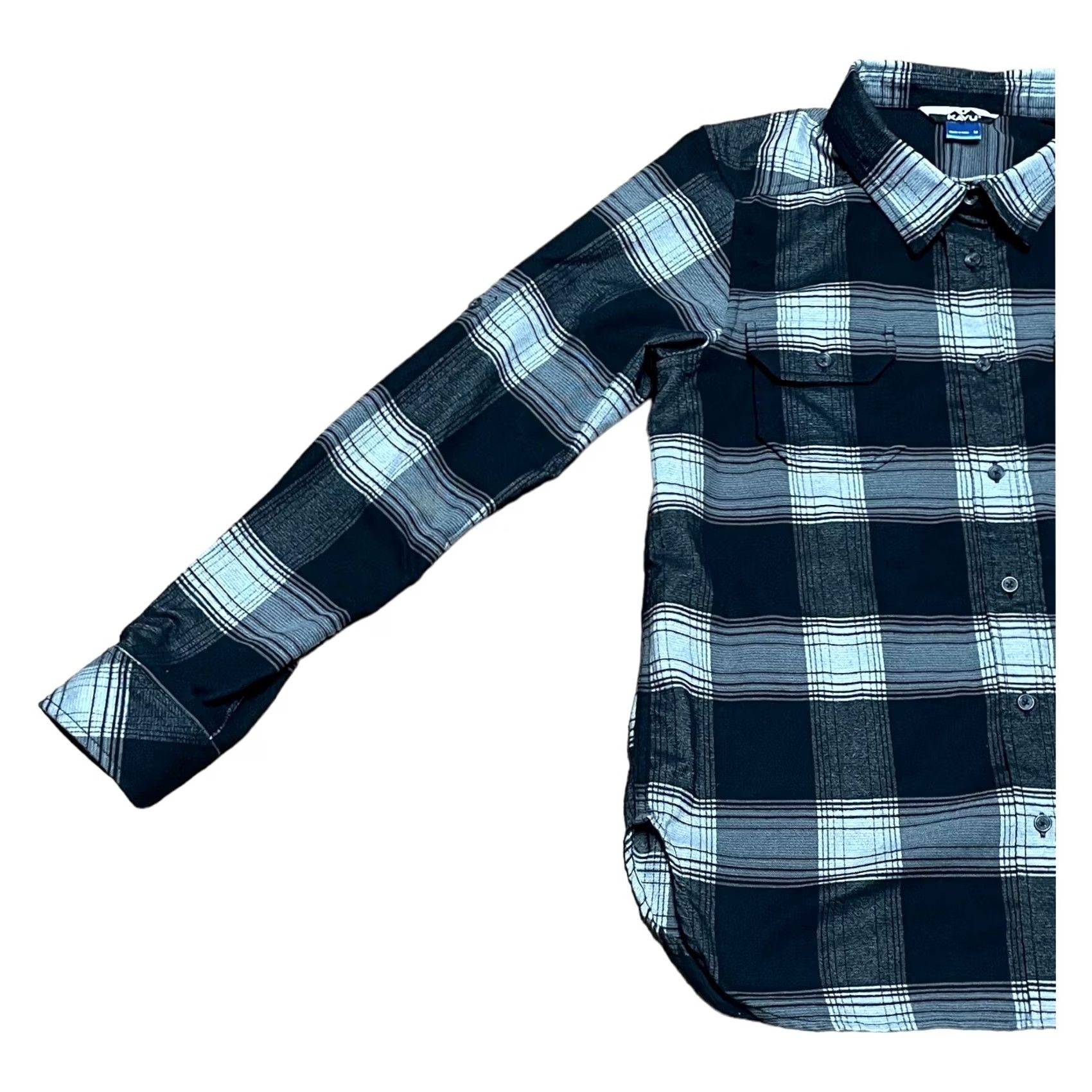 KAVU KAVU Button-Down Flannel Shirt Plaid Long Sleeve Black & White Multicolor Men Medium Regular Size M Casual Workwear Winter Spring Fall Size US M / EU 48-50 / 2 - 2 Thumbnail