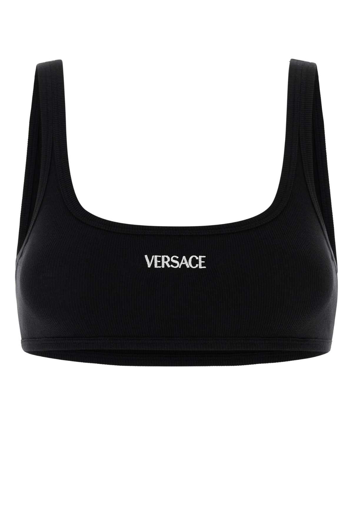 Versace Black Stretch Cotton Bra Size M / US 6-8 / IT 42-44 - 1 Thumbnail