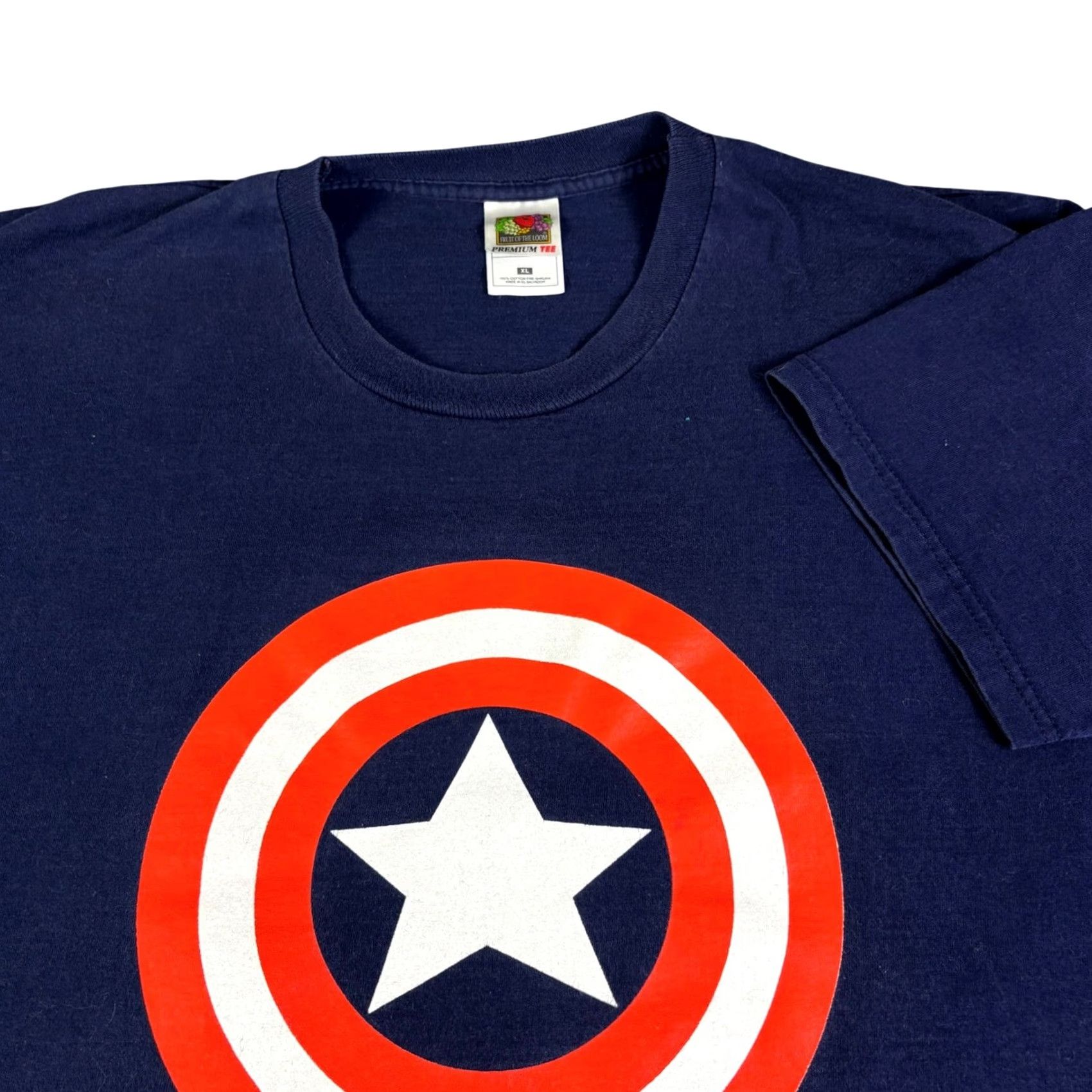 Fruit Of The Loom VINTAGE Marvel Captain America Shield T-Shirt Navy Blue XL Men 1990s Graphic Tee Short Sleeve USA 100% Cotton Size US XL / EU 56 / 4 - 2 Thumbnail