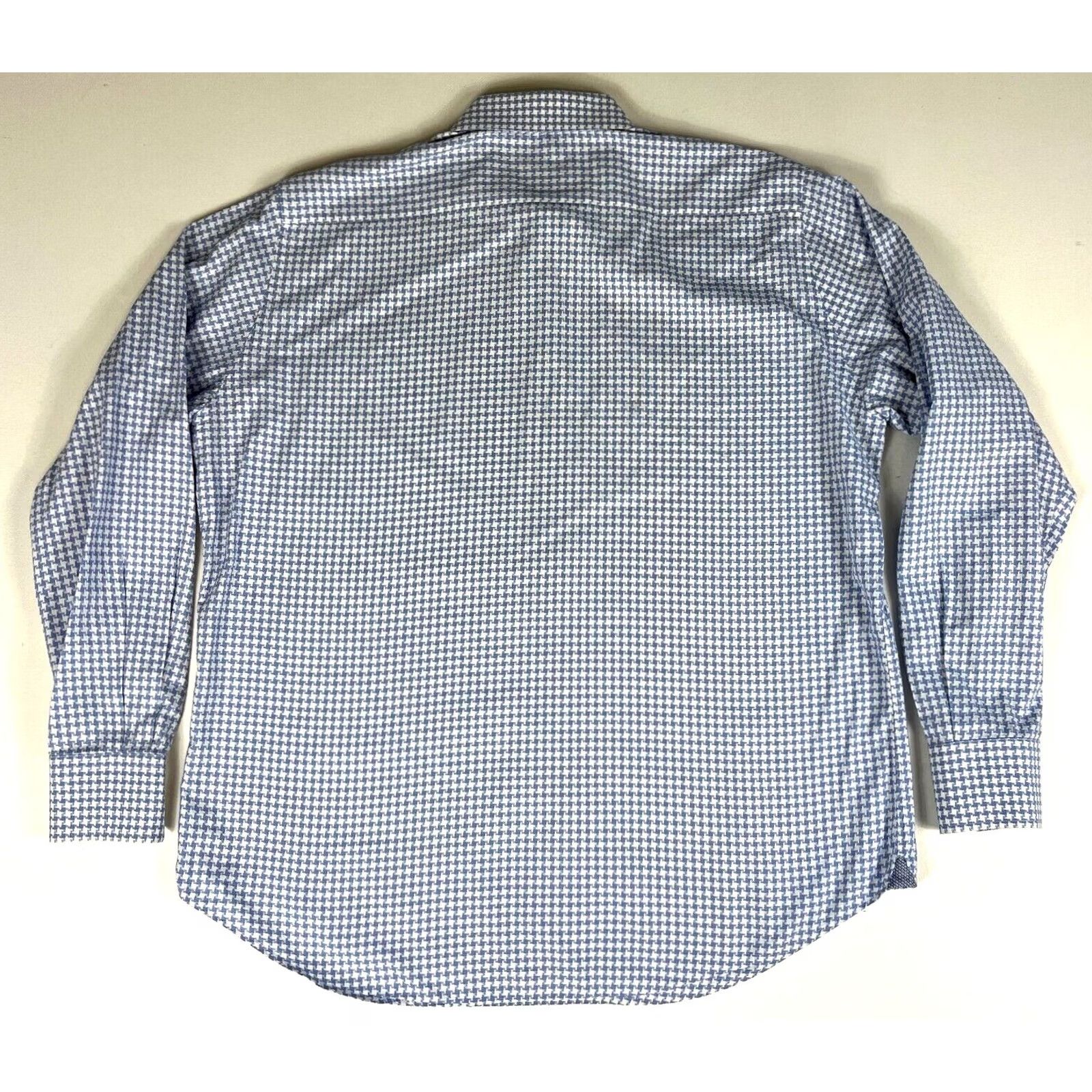 Robert Graham VINTAGE Robert Graham Button-Up Houndstooth Shirt Mens L/XL 43/17 White Blue 100% Cotton Size US L / EU 52-54 / 3 - 3 Thumbnail