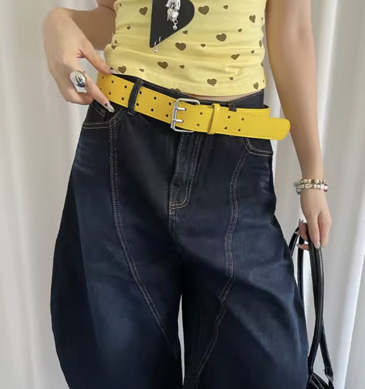 Other Y2K Double-Hole Yellow PU Leather Belt Size ONE SIZE - 10 Thumbnail