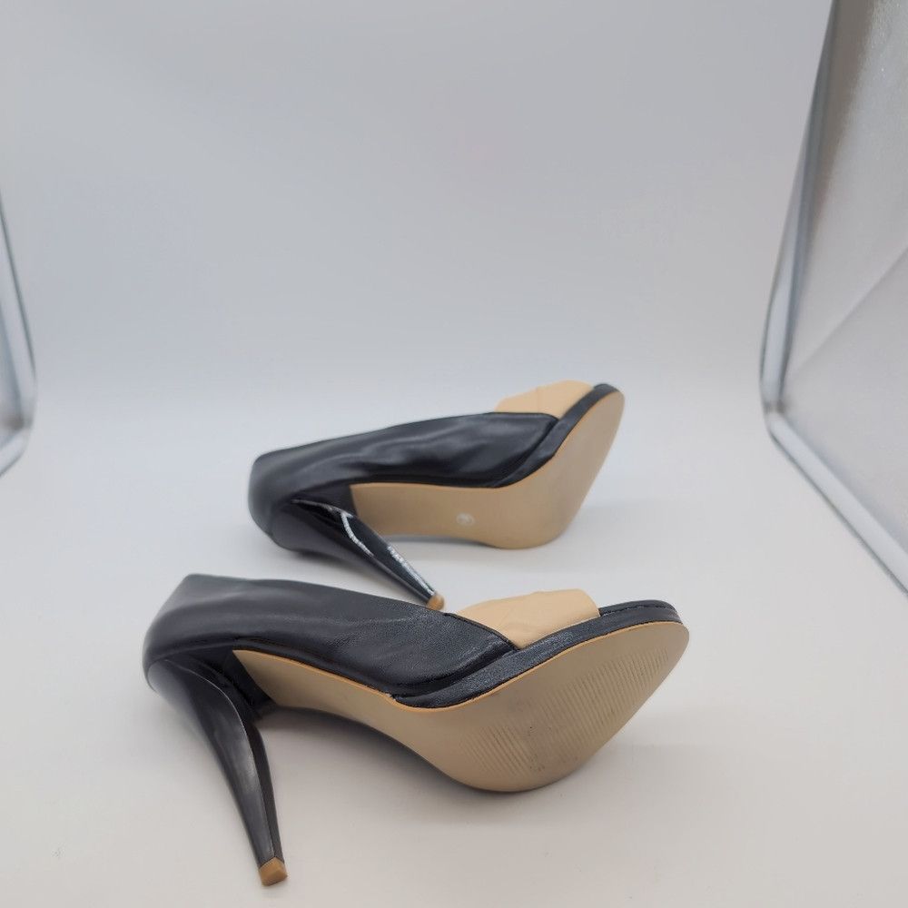 Designer Two Lips Vision sz 8.5 Elegant Black / Tan Peep-Toe Leather Size US 8.5 / IT 38.5 - 7 Thumbnail
