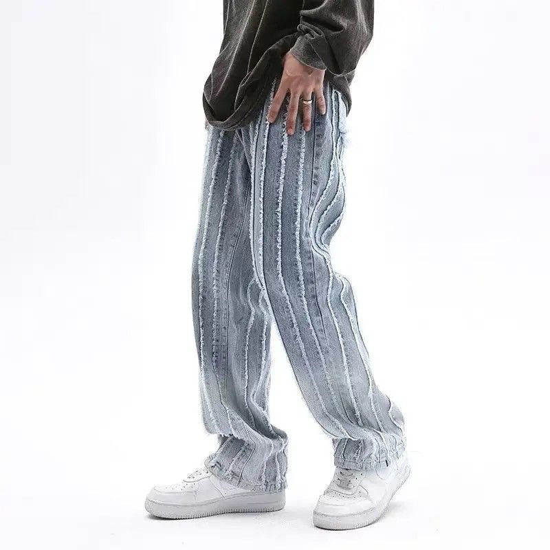 Jean Striped Baggy Flared Wide Leg Jeans y2k retro Size US 32 / EU 48 - 3 Thumbnail