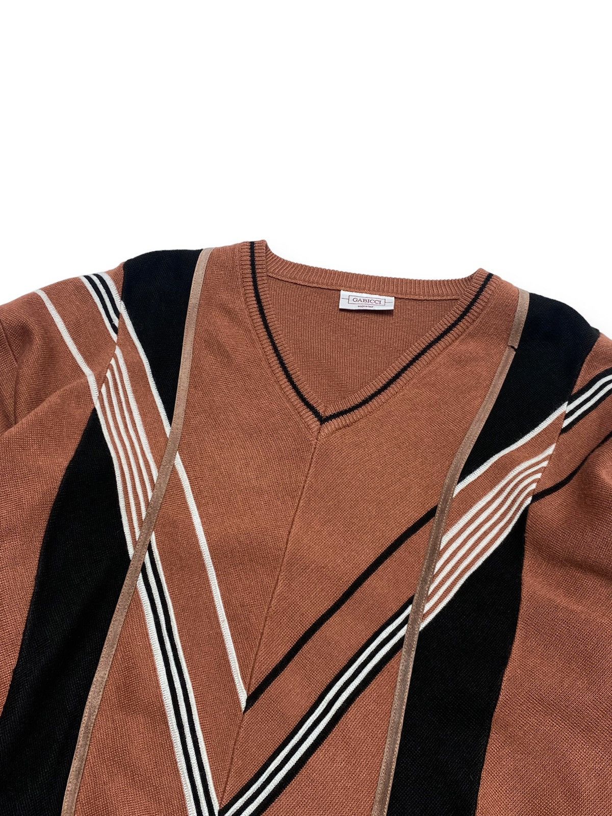 Vintage 90s Vintage GABICCI Old School Crazy Style Sweater V Neck Size US L / EU 52-54 / 3 - 2 Thumbnail