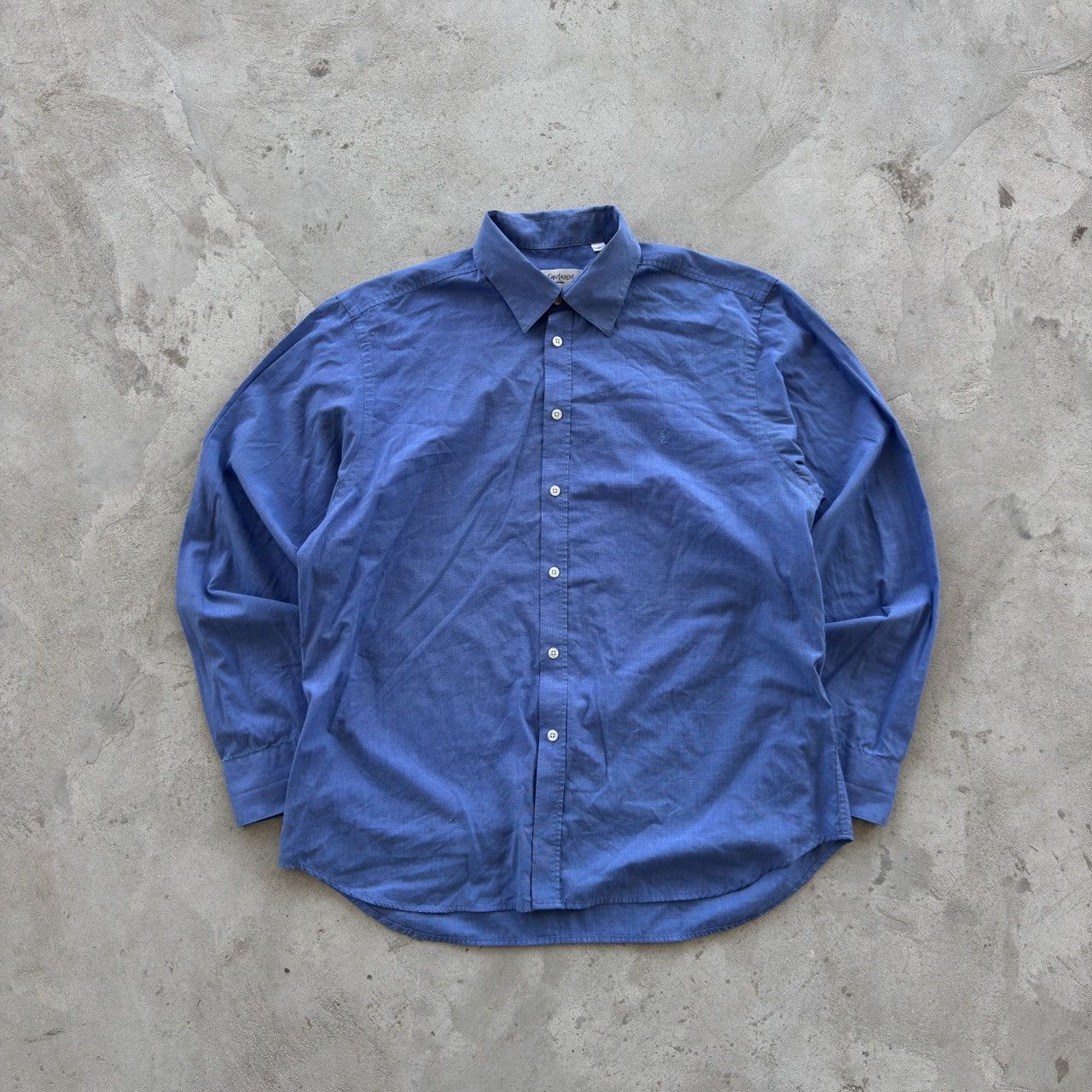 Yves Saint Laurent Yves Saint Laurent Pour Homme Blue Long Sleeve Shirt XL Size US XL / EU 56 / 4 - 1 Thumbnail
