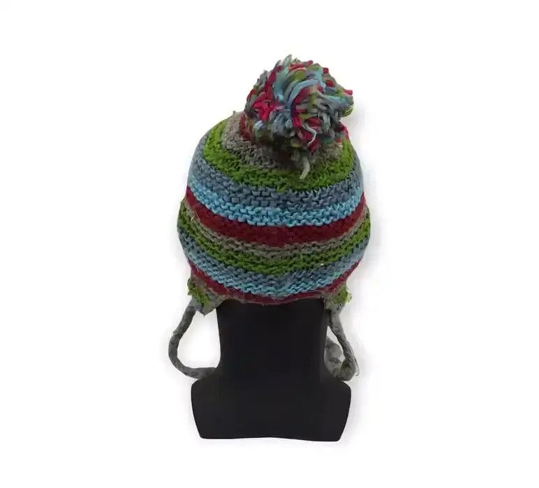 Japanese Brand Japanese Brand Multicolour Earflap Knit Design Beanie Hat Size ONE SIZE - 4 Thumbnail