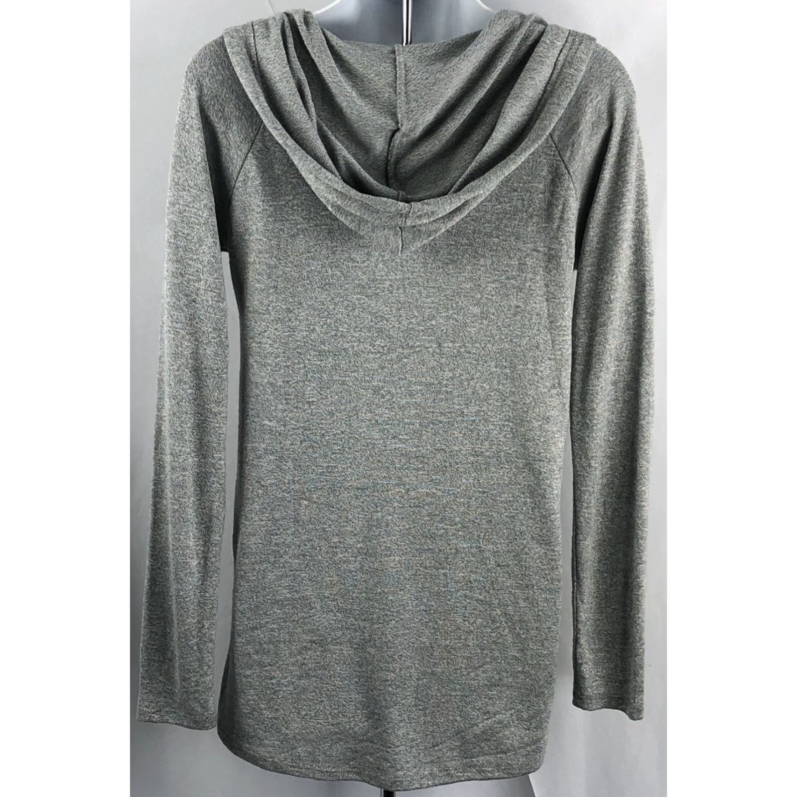 Vintage City Streets Hoodie Shirt Women XS S Gray Love Rules Active Yoga Knit Lightweight Hi-Lo Pullover V-Neck Casual Streetwear Size S / US 4 / IT 40 - 3 Thumbnail
