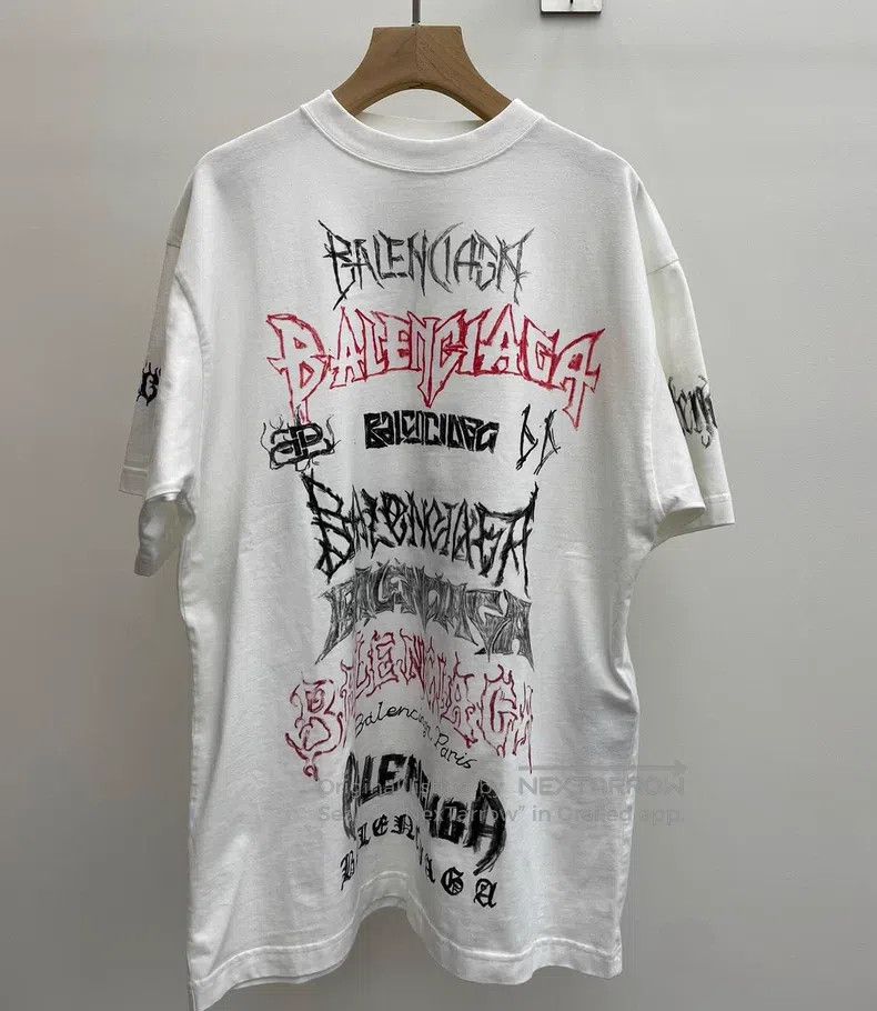 Balenciaga Balenciaga Dragon Year Graffiti Logo White Short Sleeve Size US XXS / EU 40 - 1 Thumbnail