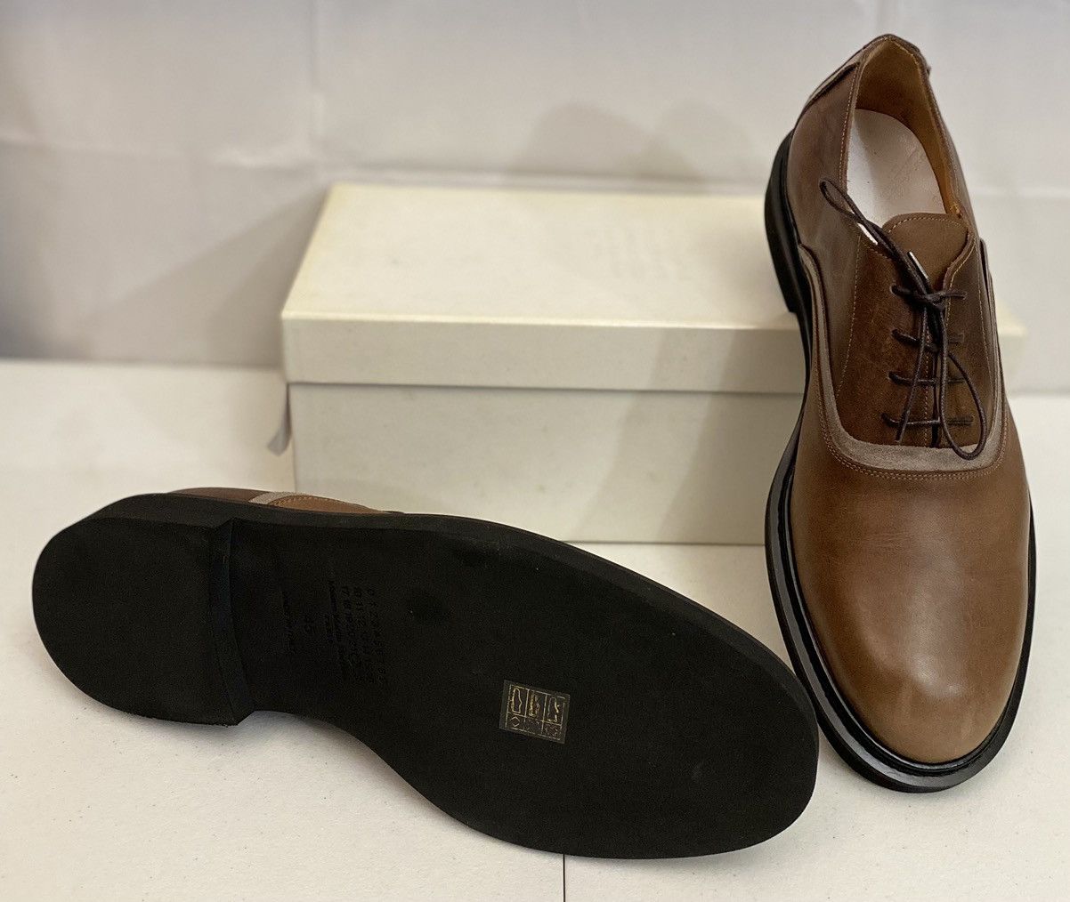 Maison Margiela Maison Margiela 22 🇮🇹 Brown Leather Suede Trim Oxfords 12 New Size US 12 / EU 45 - 13 Thumbnail