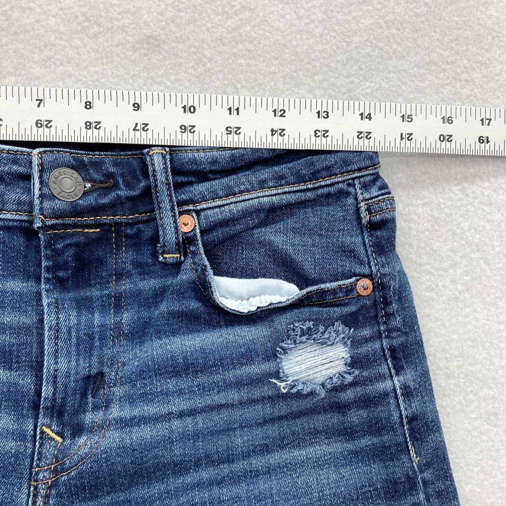 American Eagle Outfitters American Eagle Jeans Mens 28x30 Blue Original Straight Airflex+ Distressed Denim Size US 28 / EU 44 - 7 Thumbnail