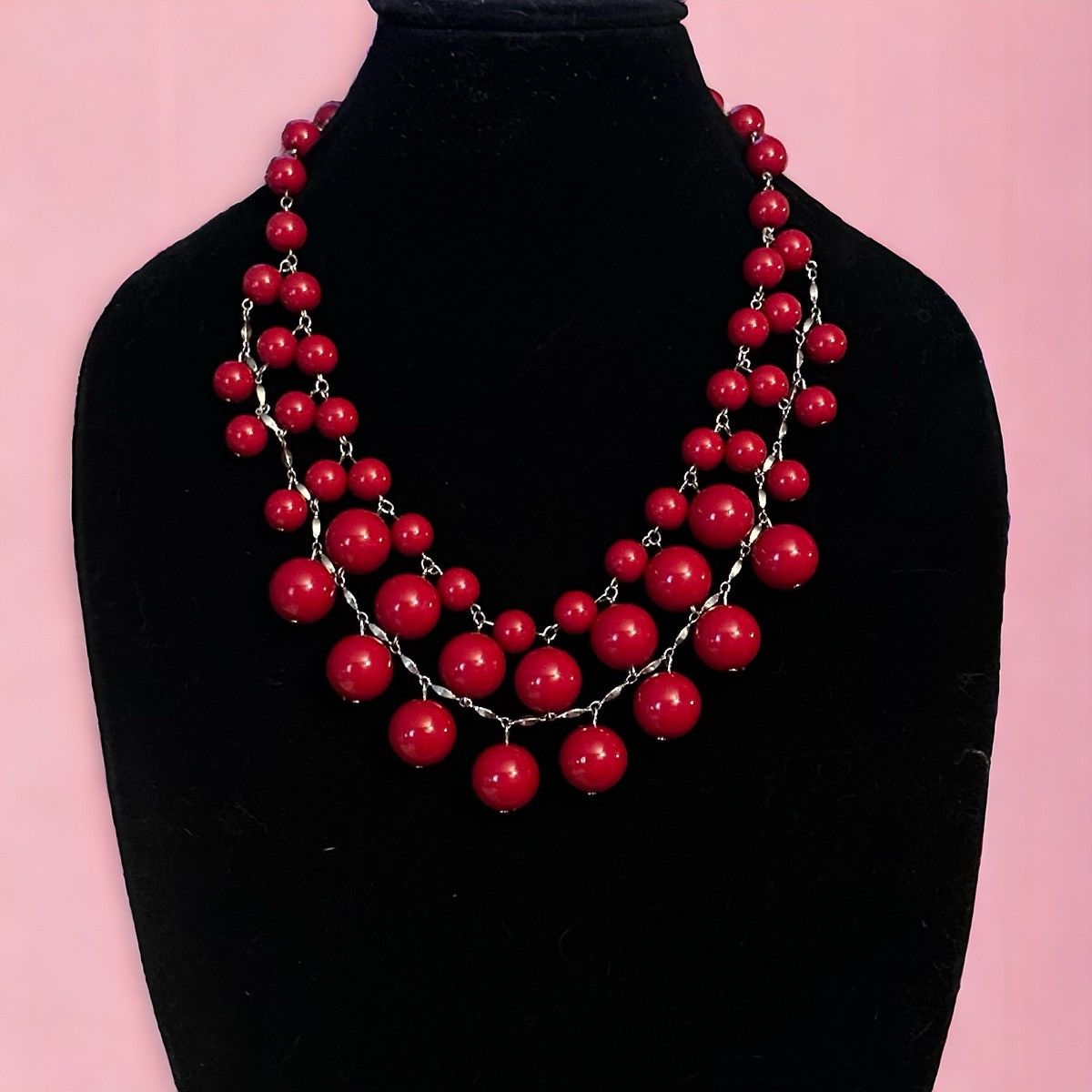 Other Cherry red layered statement bead necklace Size ONE SIZE - 1 Thumbnail