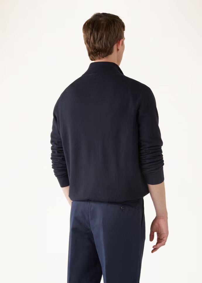 Loro Piana o1w1db10425 Mezzocollo Sweater in Navy Blue Size US XXL / EU 58 / 5 - 5 Thumbnail