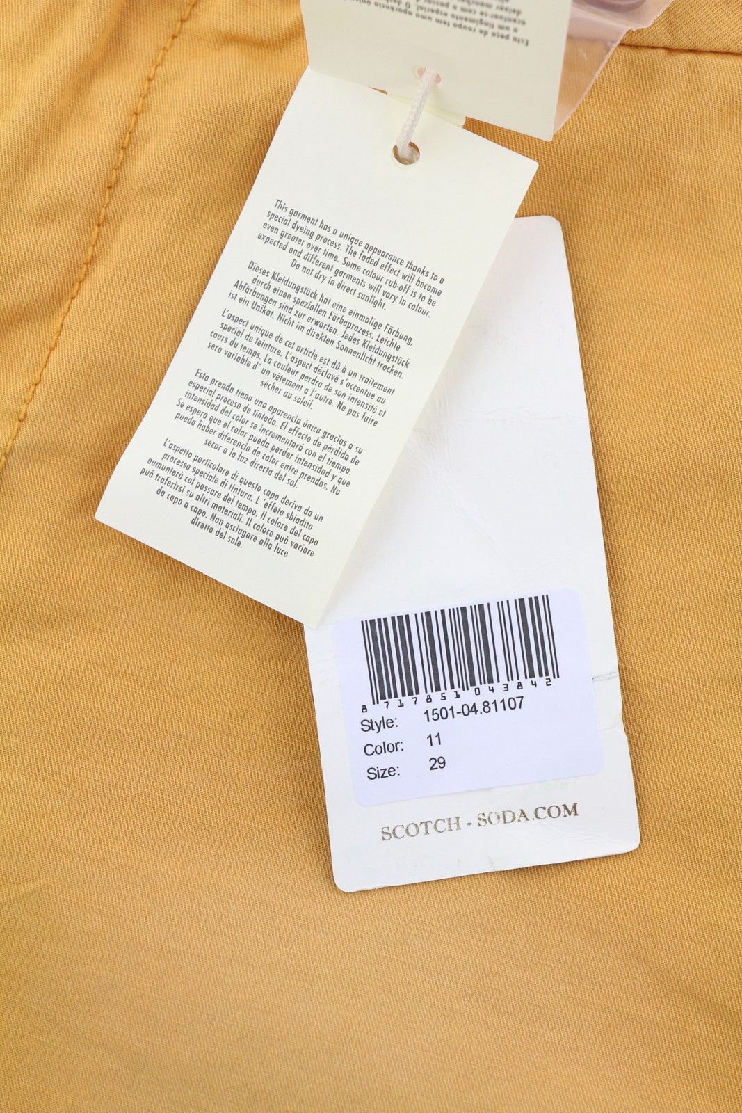 Scotch & Soda W29 Chino Washed Orange Turn-Up Zip Fly Logo 84192 Size US 29 - 6 Thumbnail
