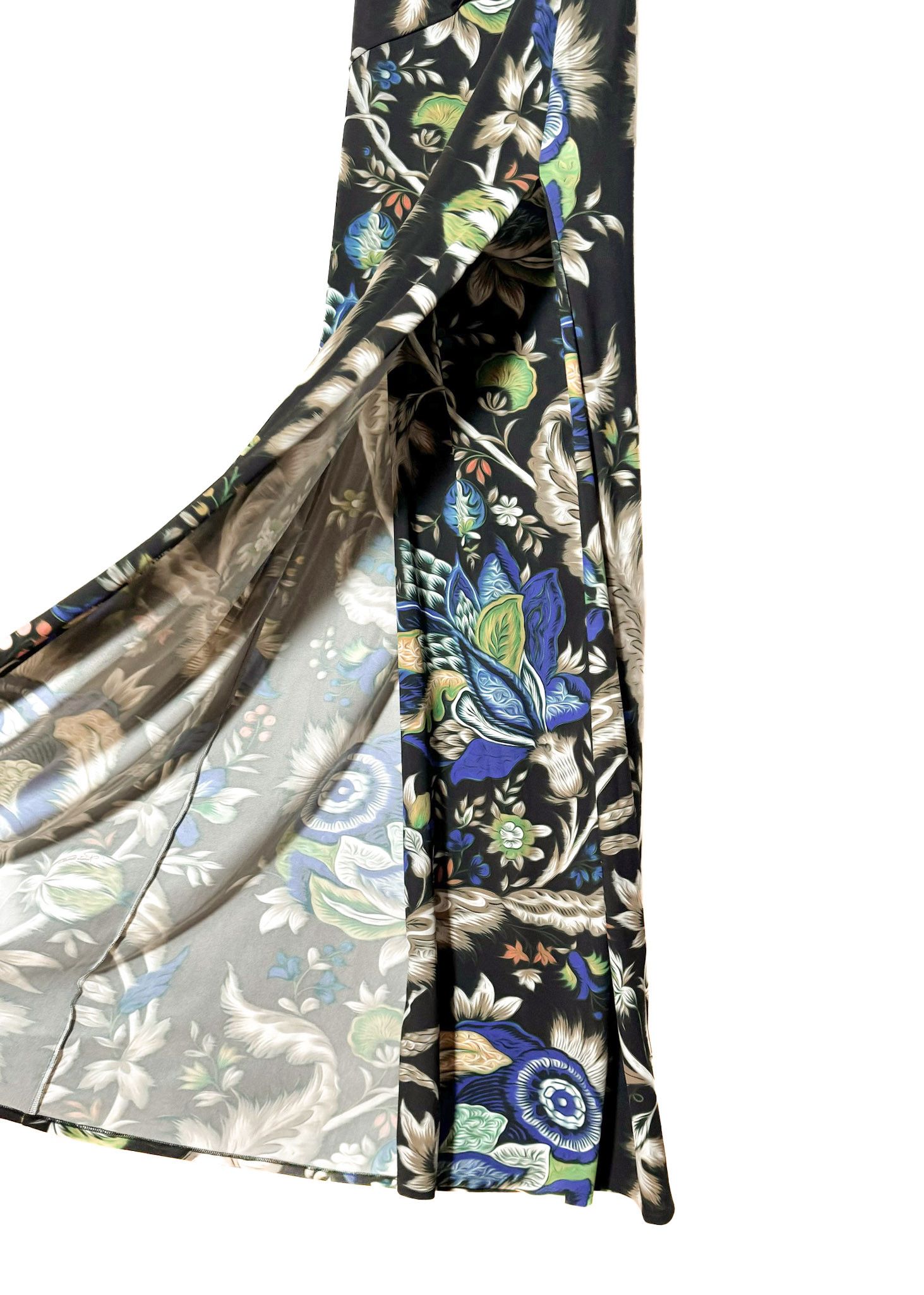 Roberto Cavalli Roberto Cavalli Black Floral Feather Print Gown Size M / US 6-8 / IT 42-44 - 3 Thumbnail