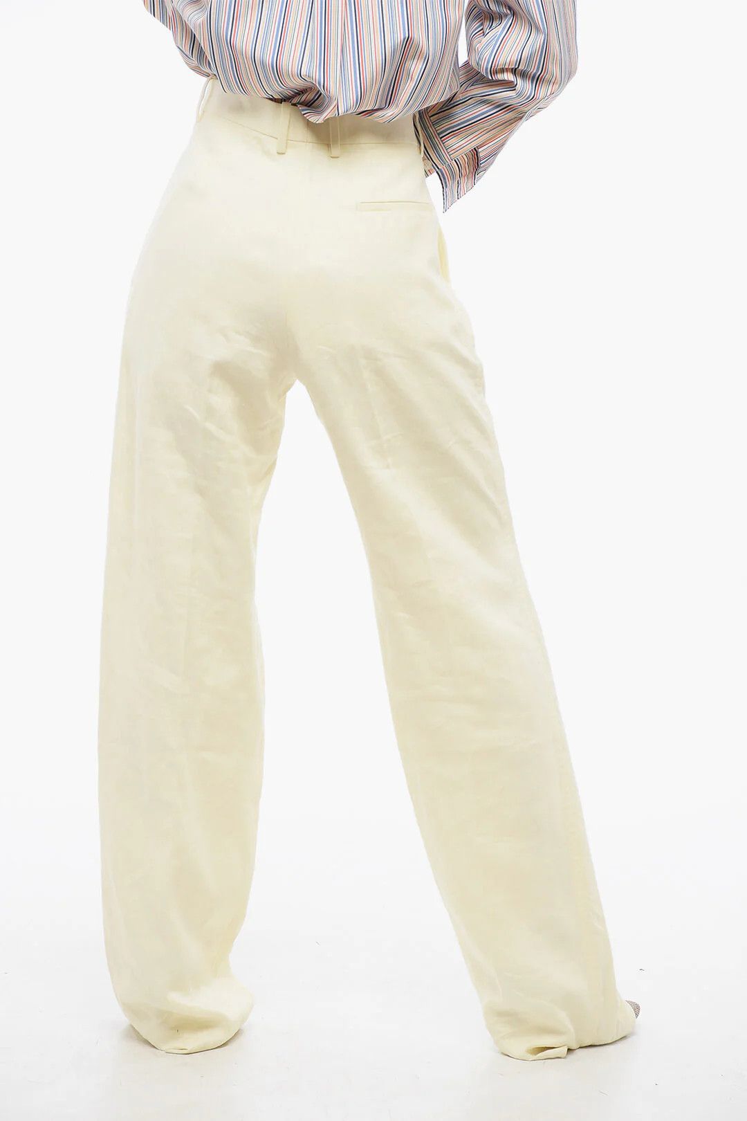 Bottega Veneta og1mm0426 Pure Linen Pant in Yellow Size 26" / US 2 / IT 38 - 4 Thumbnail