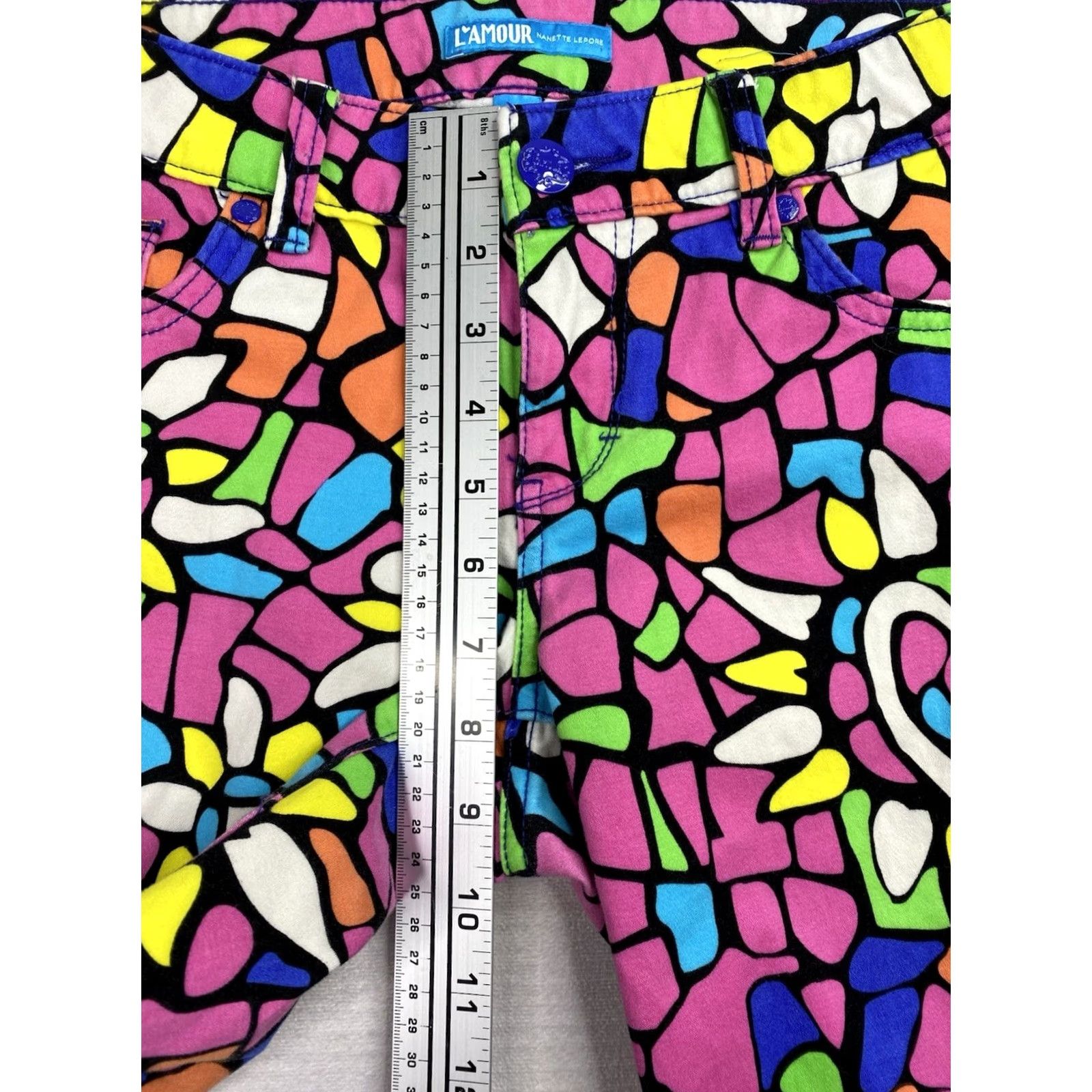 Nanette Lepore Nanette Lepore L'Amour Pants Jr 11 Multicolor Abstract Artsy Hearts Stretch Low Pants Handcrafted Style Geometry Mens? Wait Size 32" / US 10 / IT 46 - 7 Thumbnail