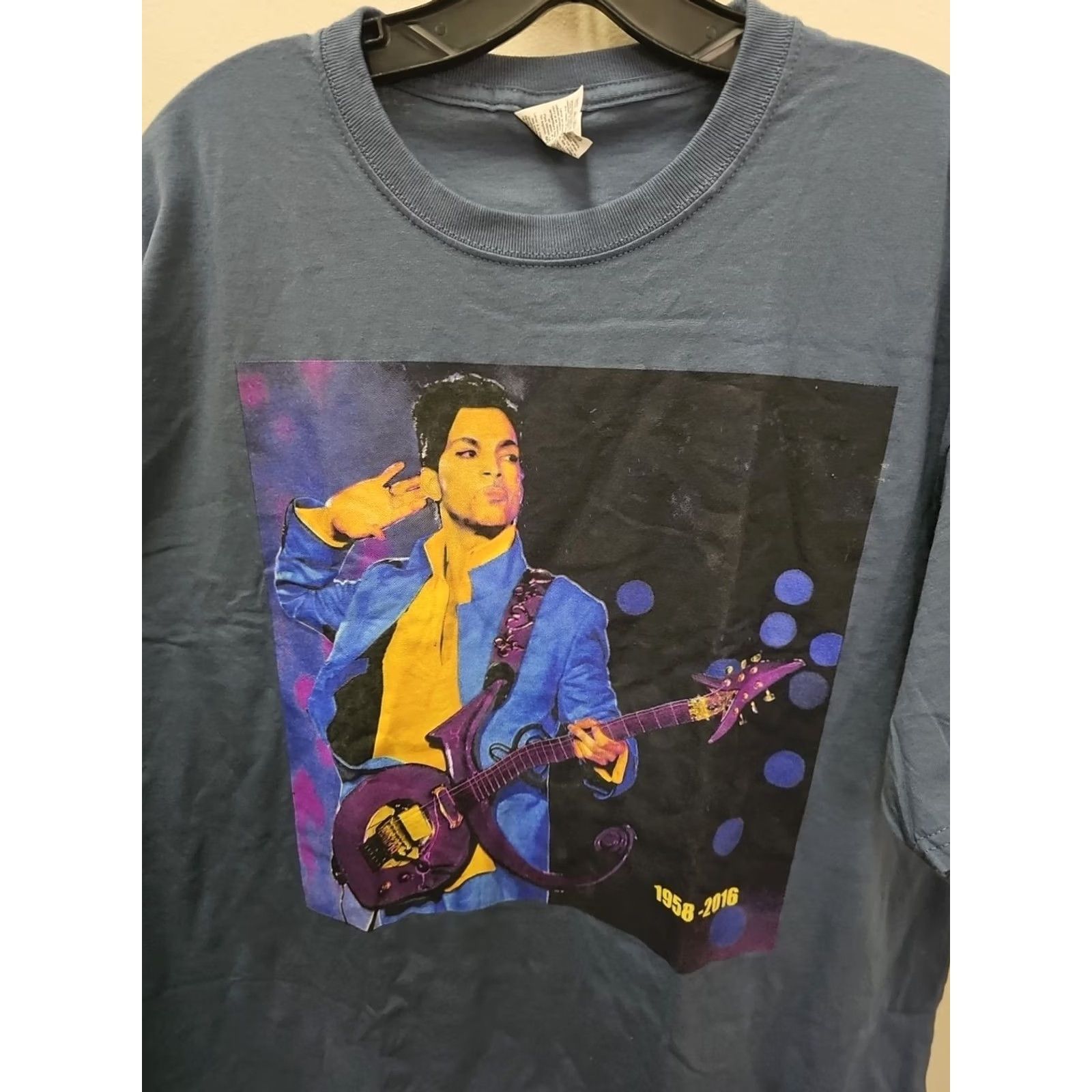 Fruit Of The Loom VINTAGE Prince R.I.P Memorial T Shirt Purple Rain XL Men Blue Short Sleeve Graphic Print 1958-2016 Size US XL / EU 56 / 4 - 3 Thumbnail