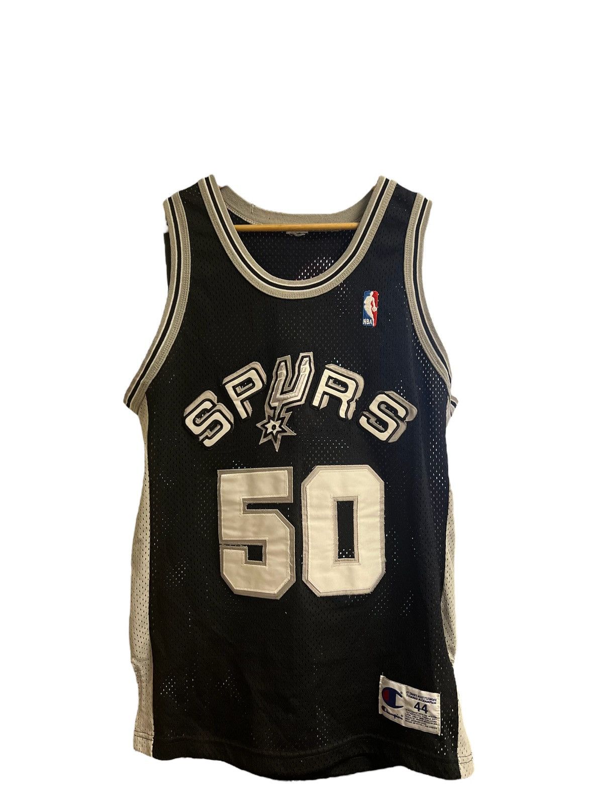 image of David Robinson Spurs Authentic Jersey Black Champion, Men's (Size Large)